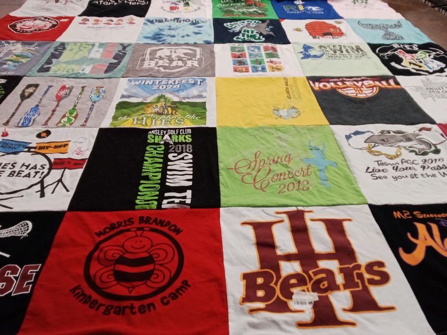 T-shirt quilt featuring hies swim team, ansley golf club sharks by Rachel from GA