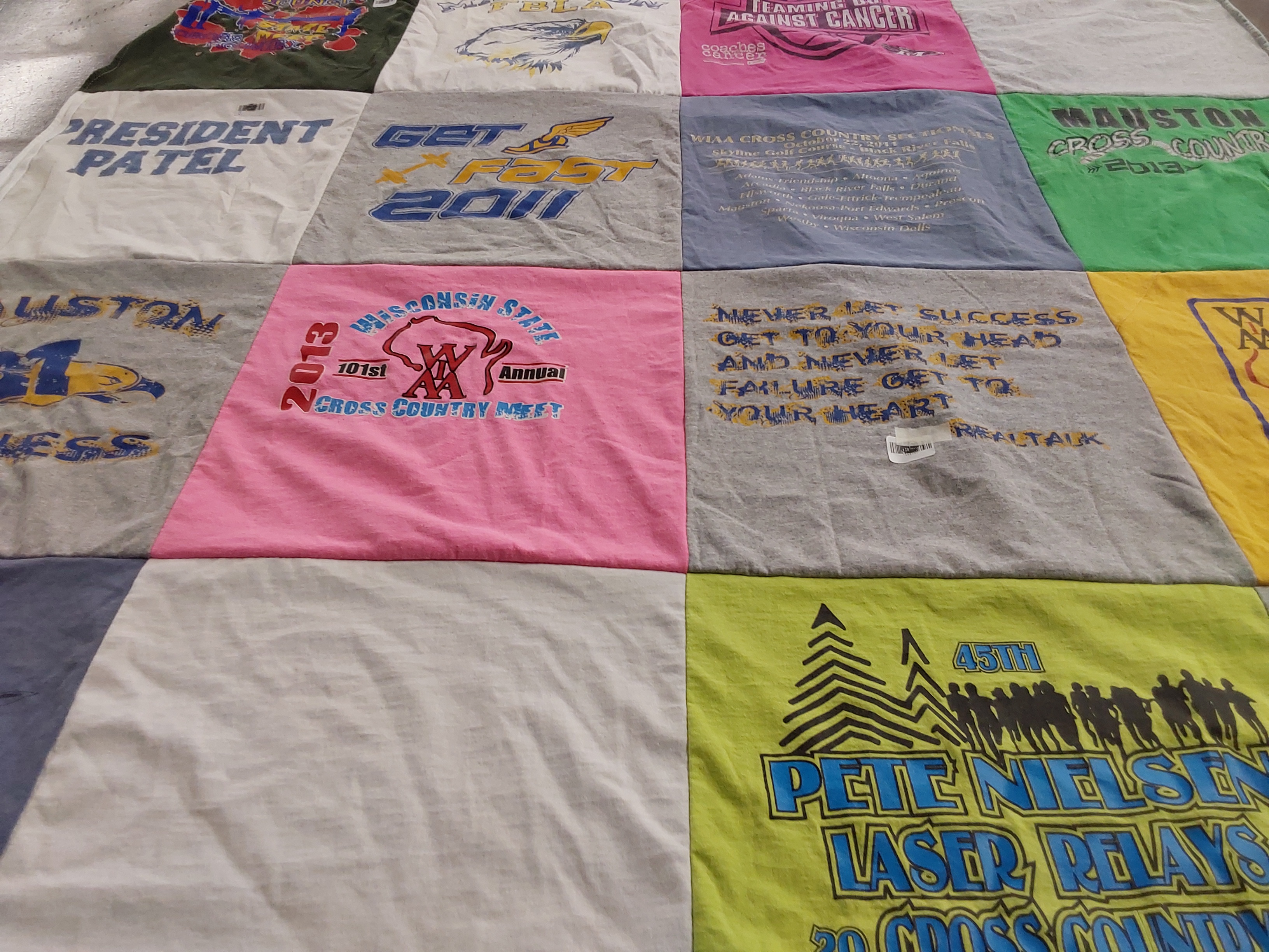 T-shirt quilt from wisconsin state university by Roshani from NY