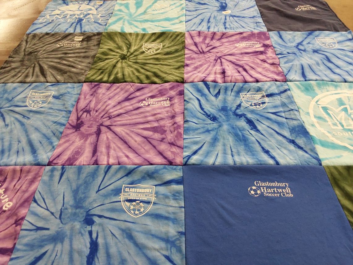 T-shirt quilt with soccer themes by Eve from CT