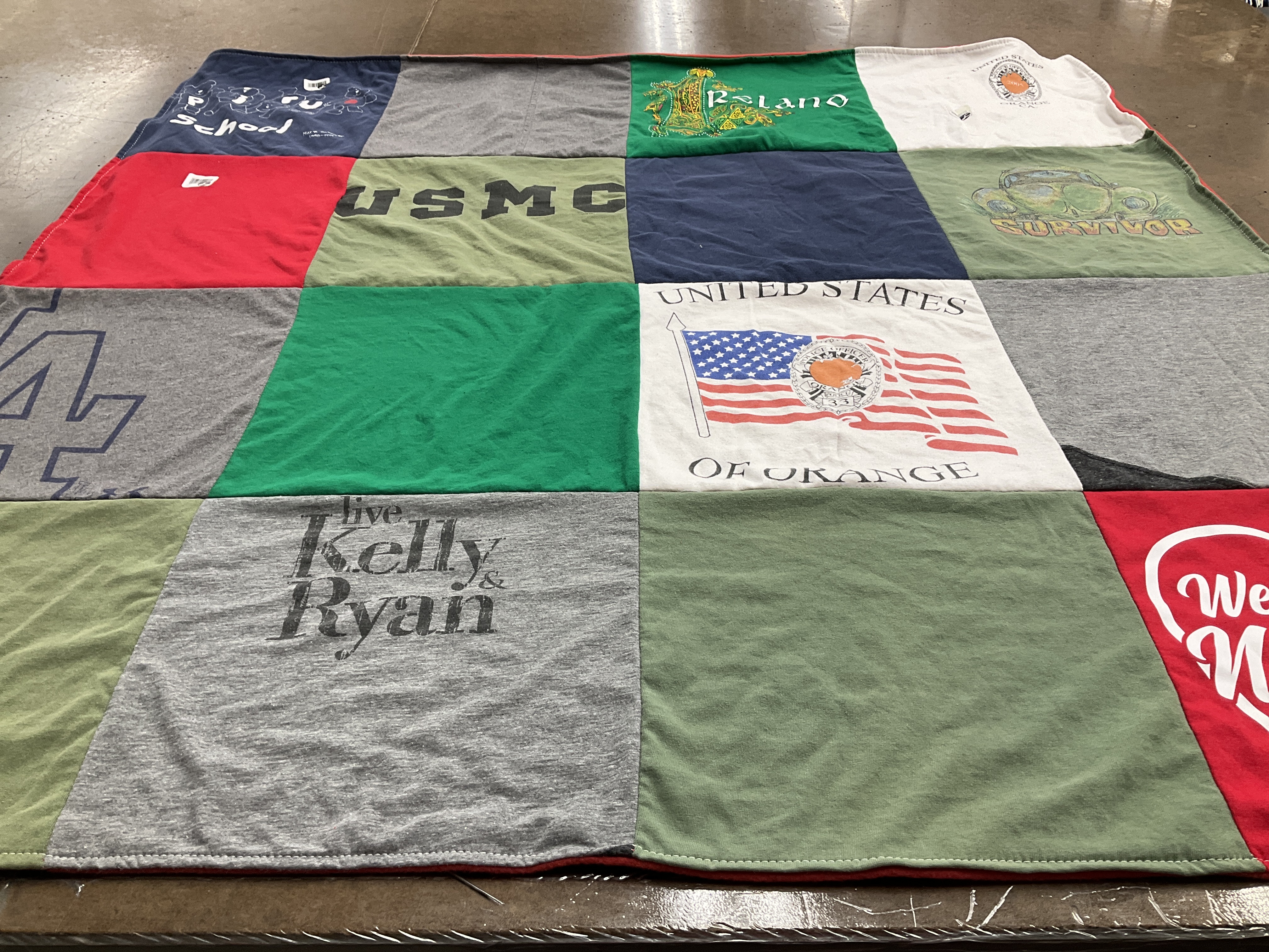 T-shirt quilt with military, survival themes by Richard from CA