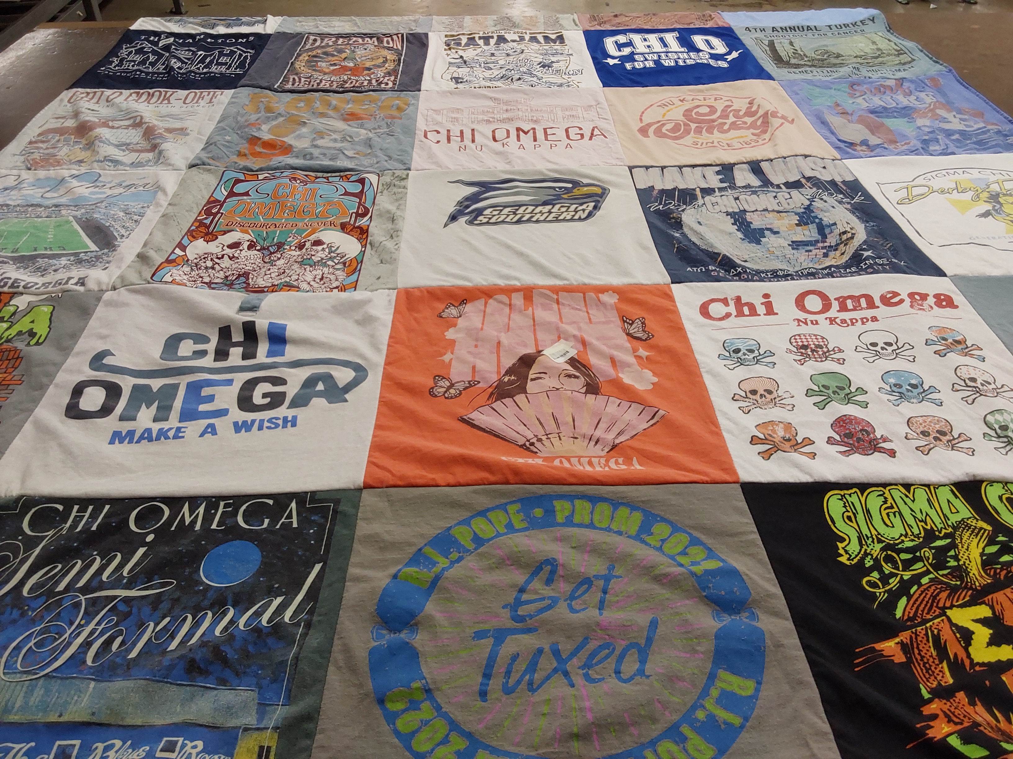 T-shirt quilt with sororities, philanthropy themes by Kristi from NC