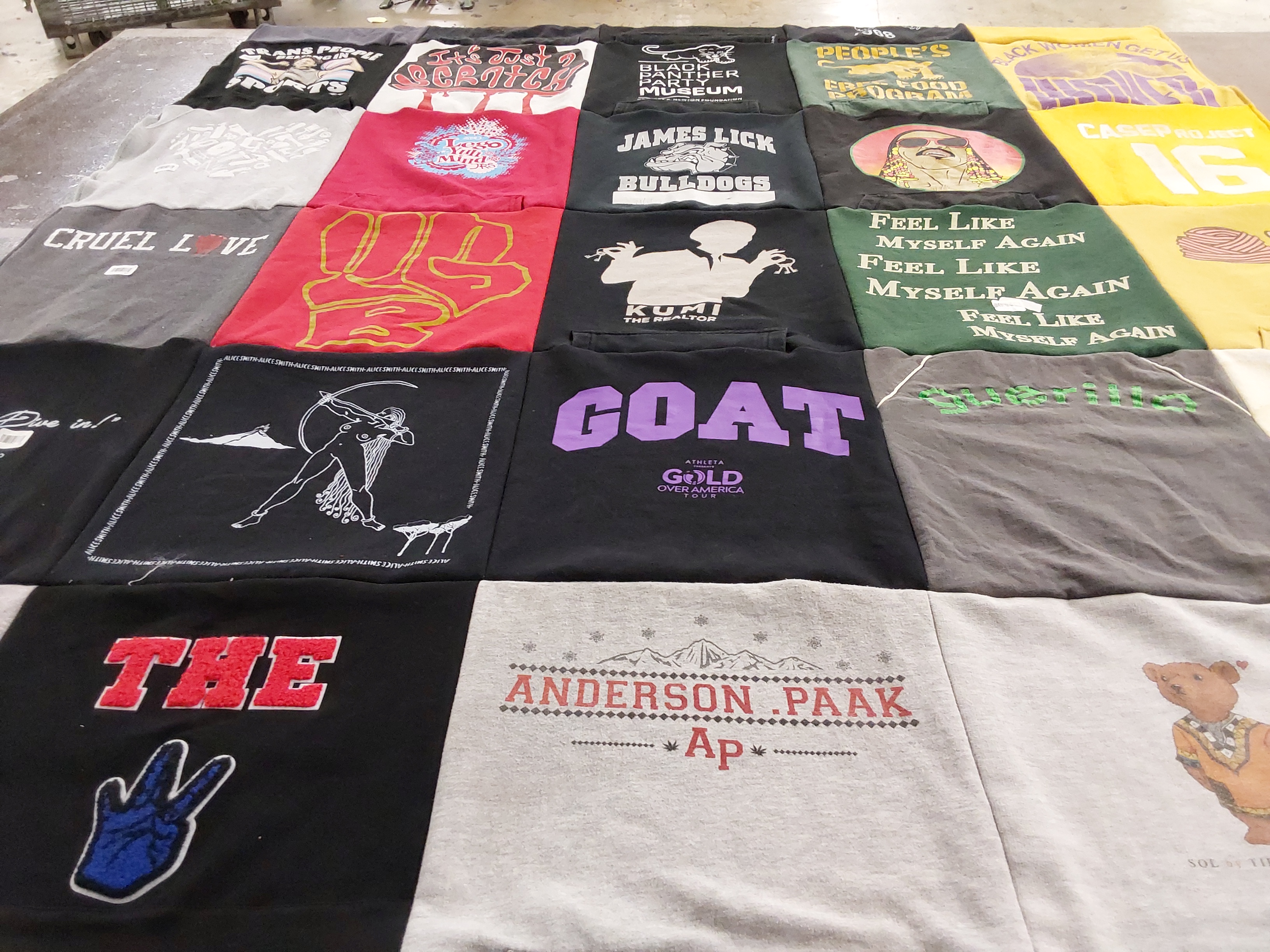 T-shirt quilt from james lick college by Chinaka from CA