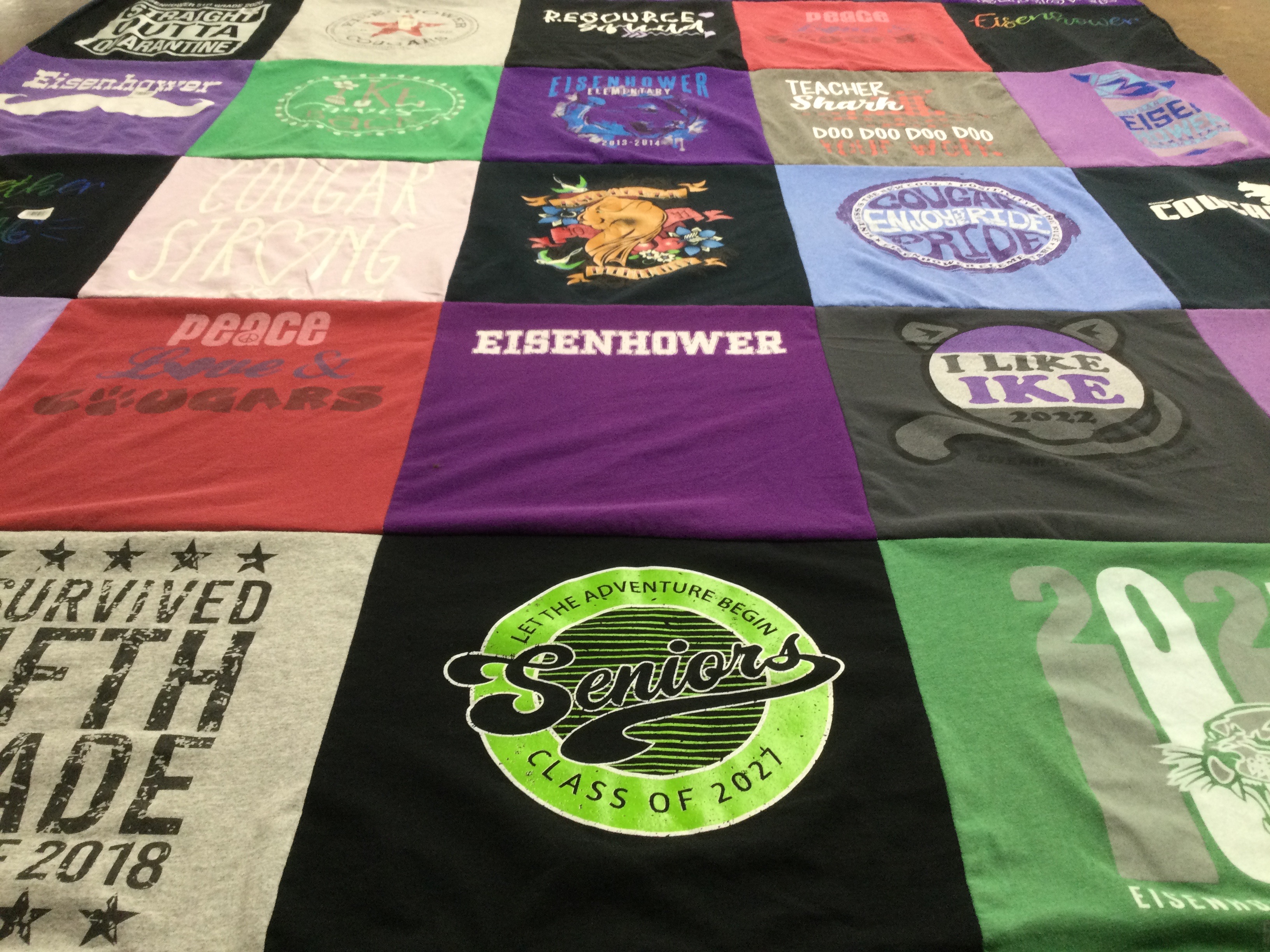 T-shirt quilt featuring cougars by Linda from OK