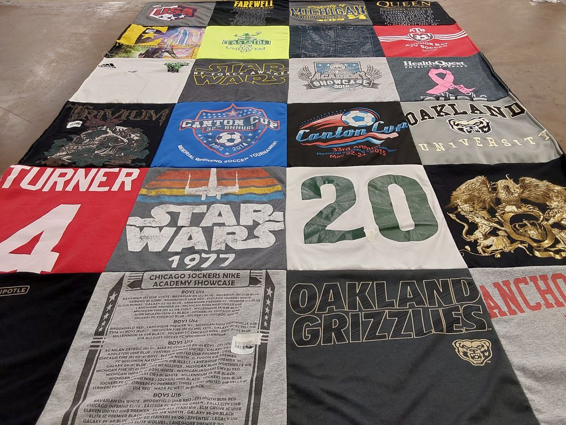 T-shirt quilt featuring oakland grizzlies by Bambi from MI