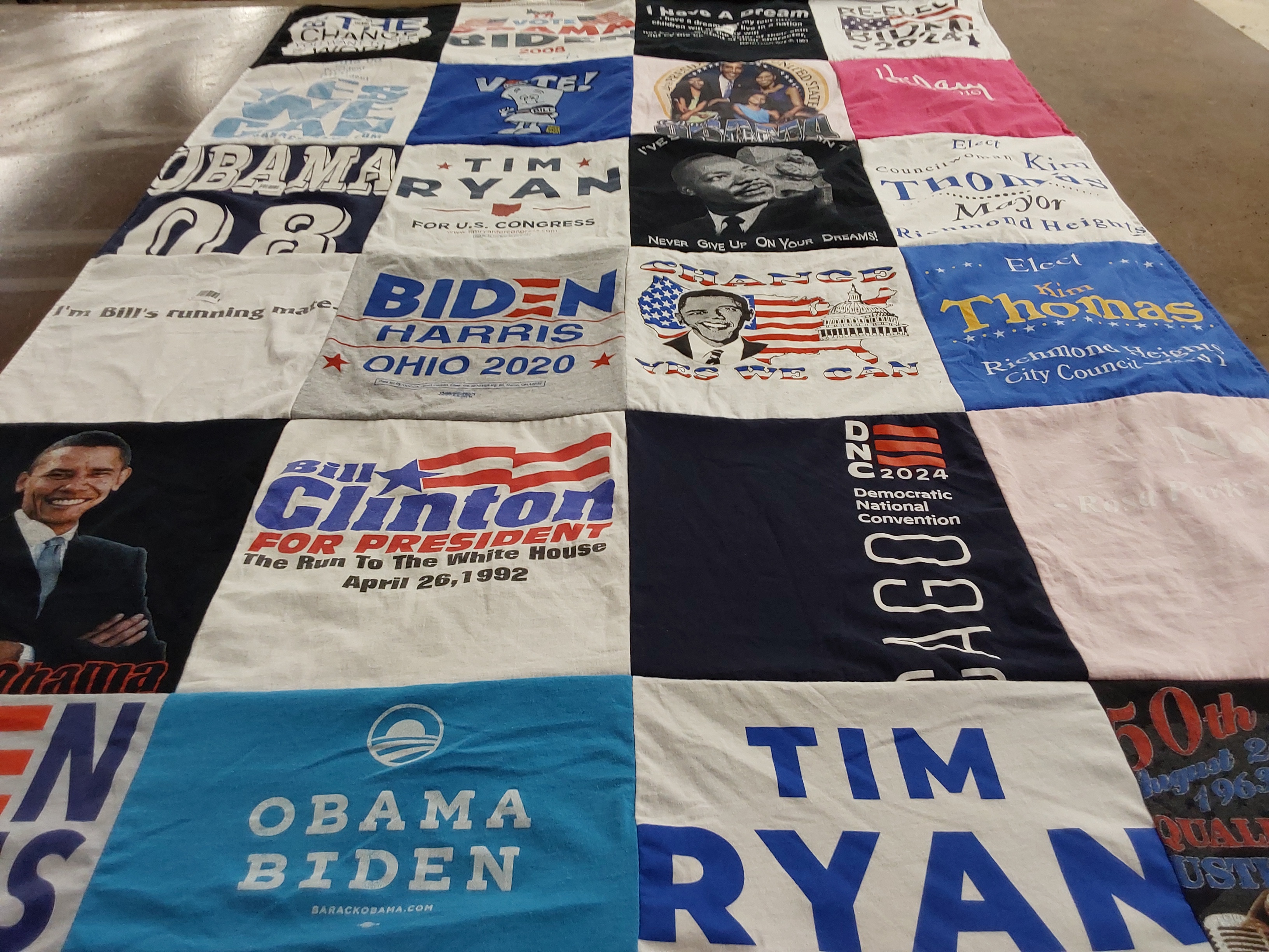 T-shirt quilt with politics, elections themes by Michelle from OH