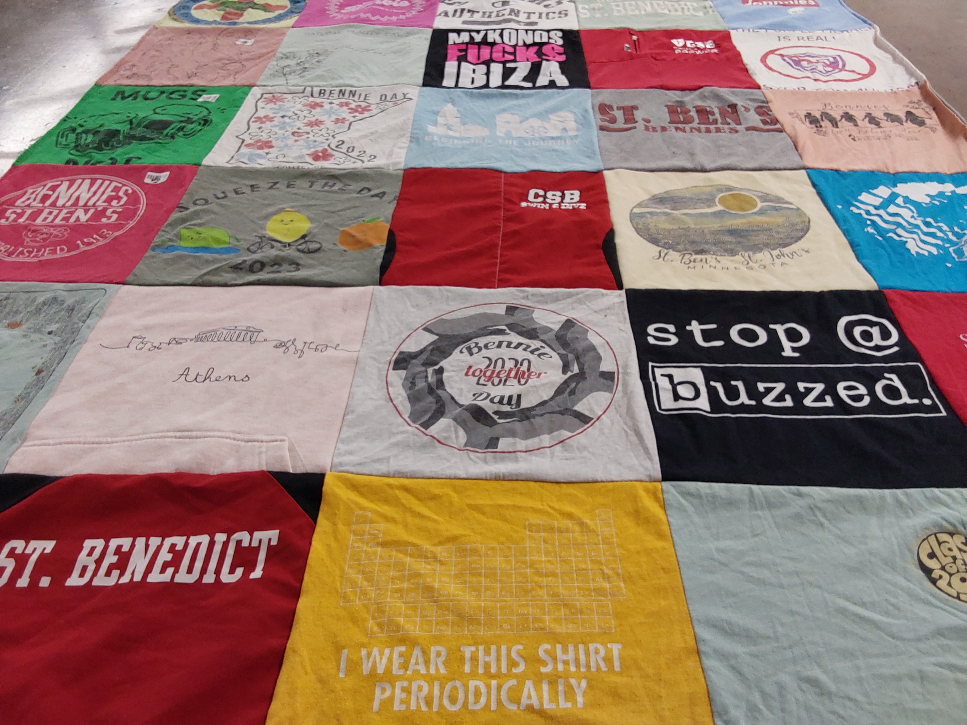 T-shirt quilt from college of saint benedict by Katie from MN