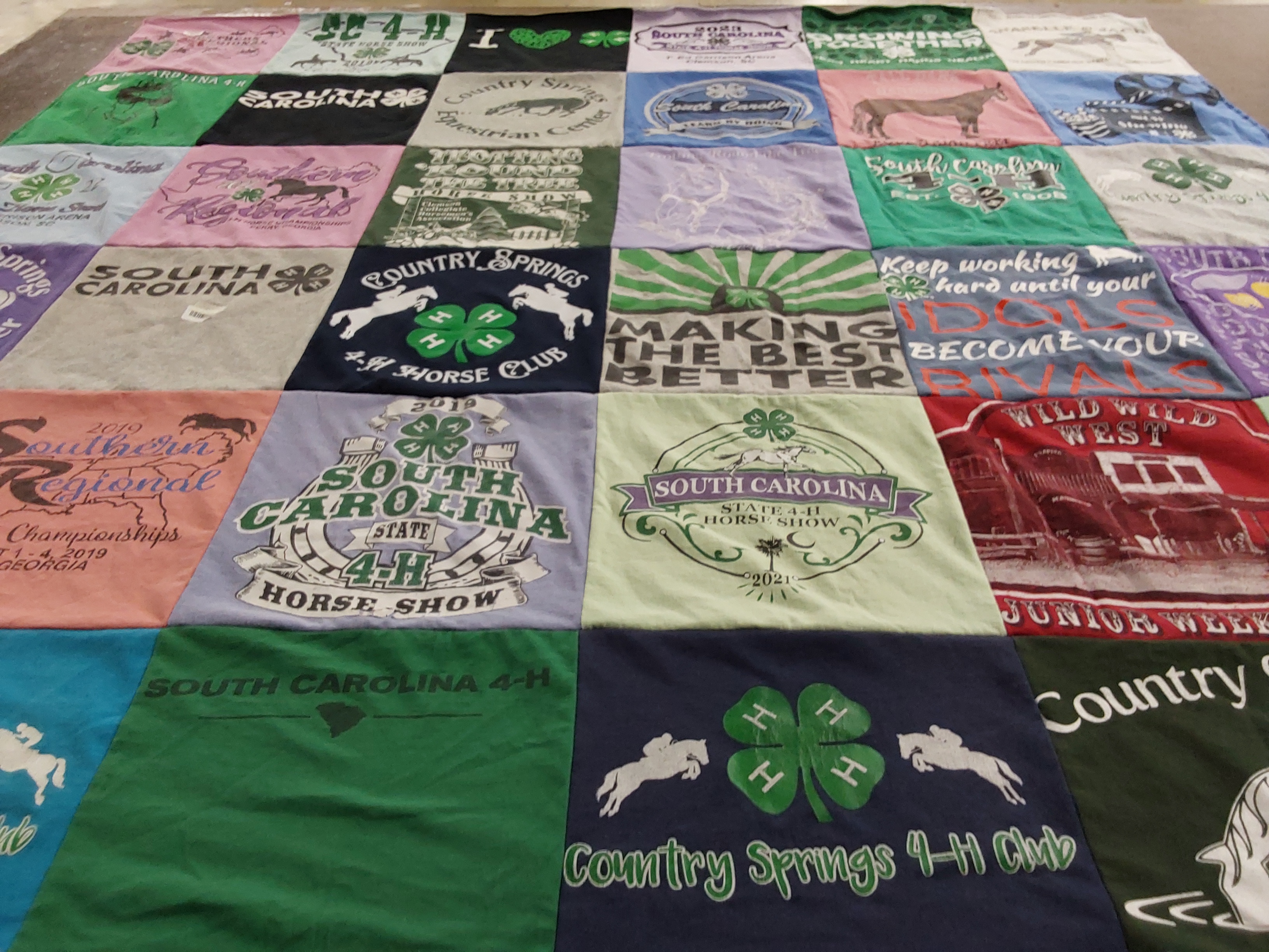 T-shirt quilt with 4-h, horses themes by Susan from SC