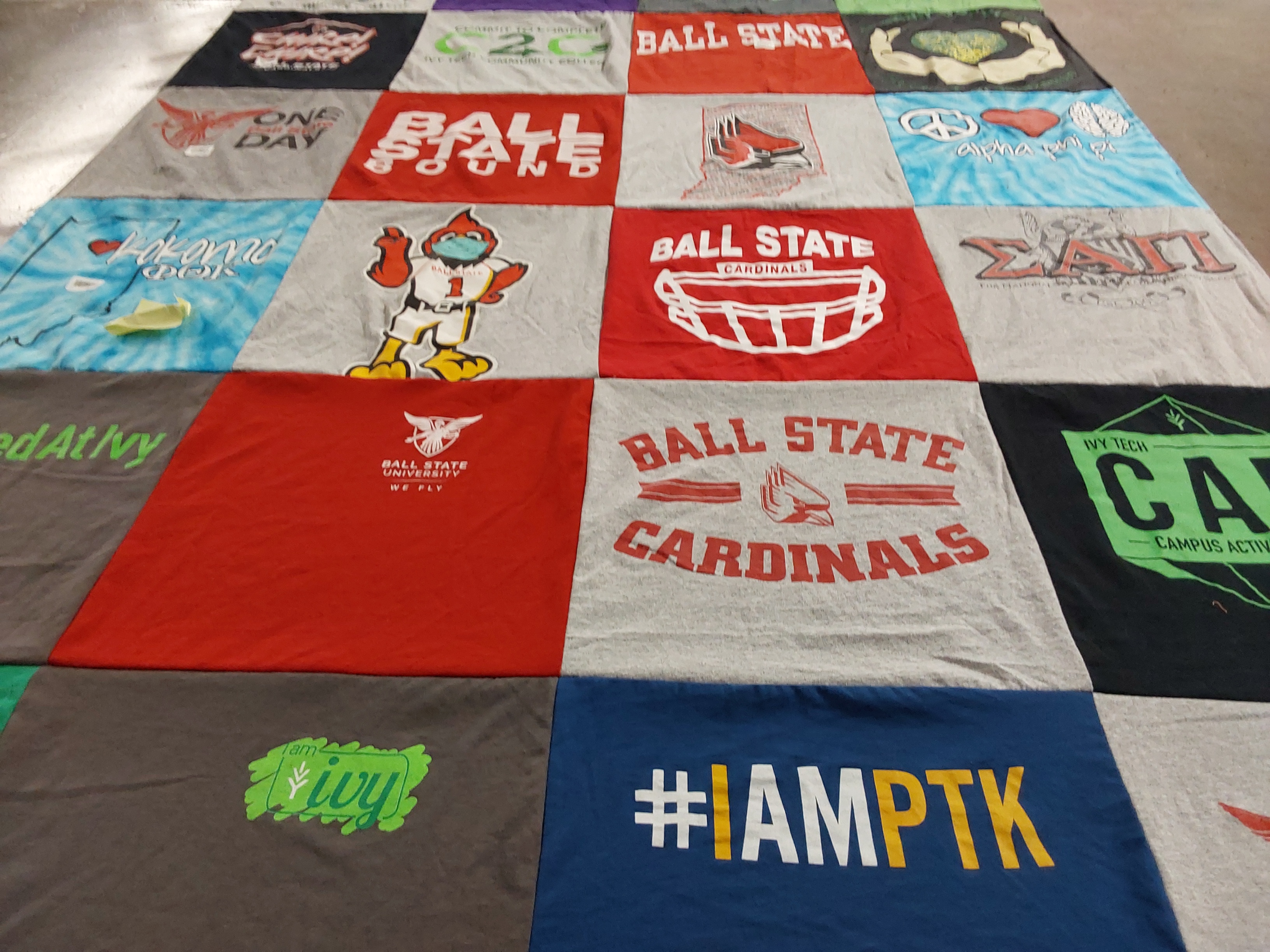 T-shirt quilt featuring ball state cardinals by Frances from FL