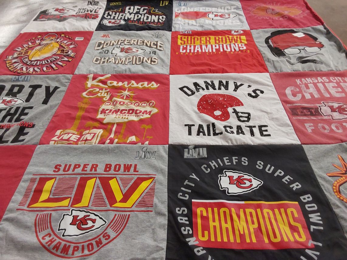 T-shirt quilt featuring kansas city chiefs by Mary from KS