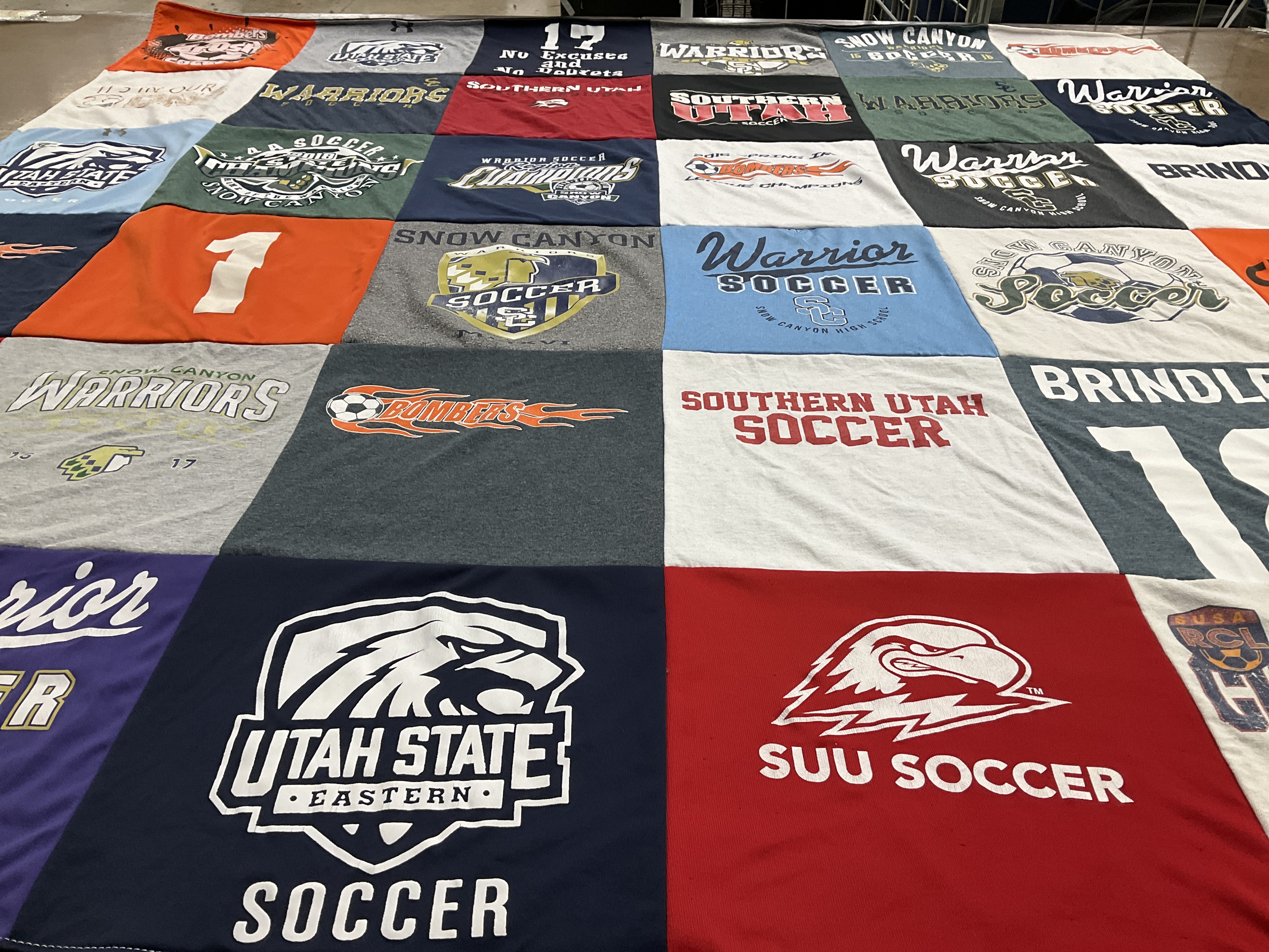 T-shirt quilt featuring southern utah soccer, utah state eastern soccer by Joy from UT