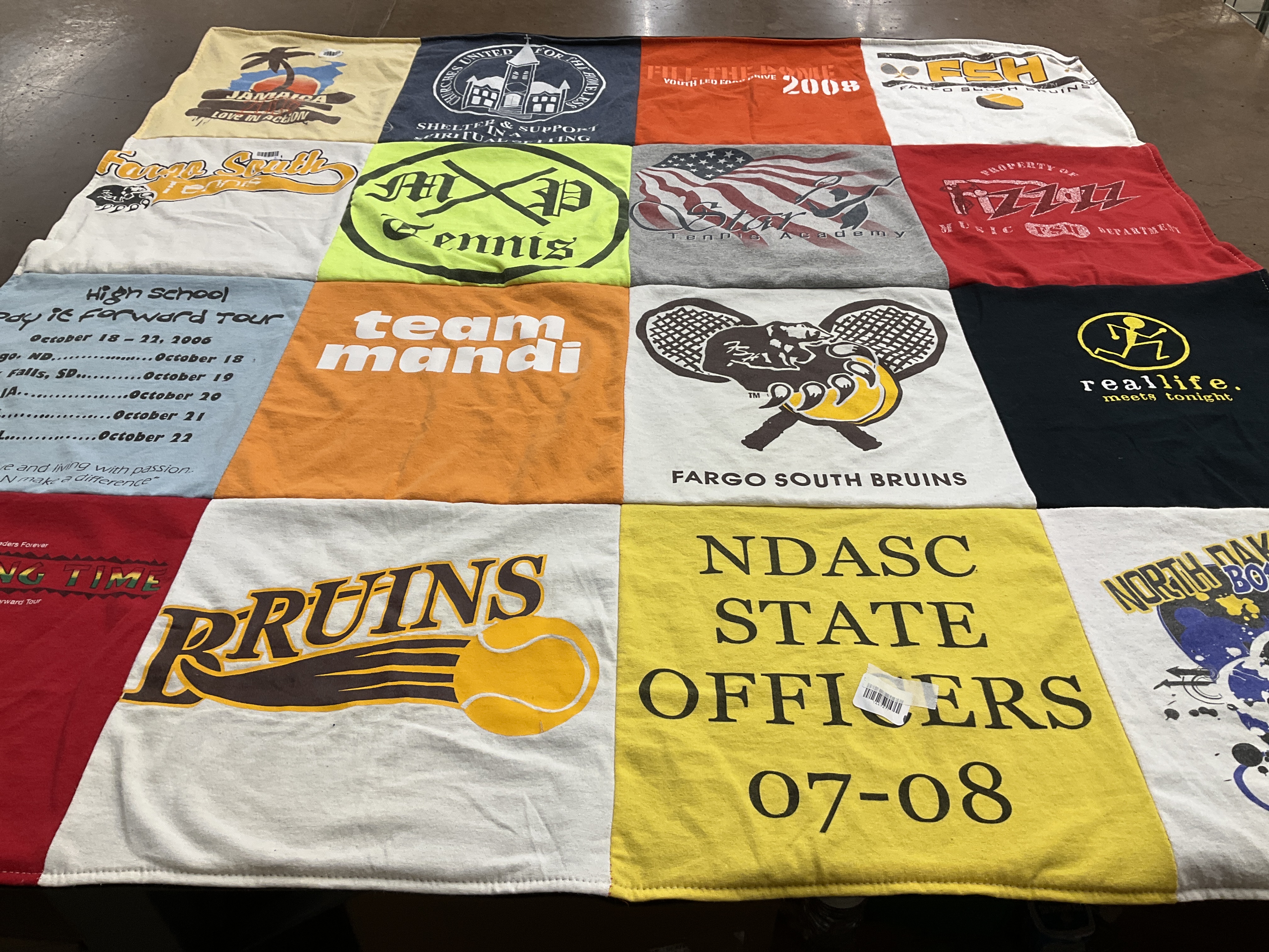 T-shirt quilt featuring fargo south bruins by Hilary from MN