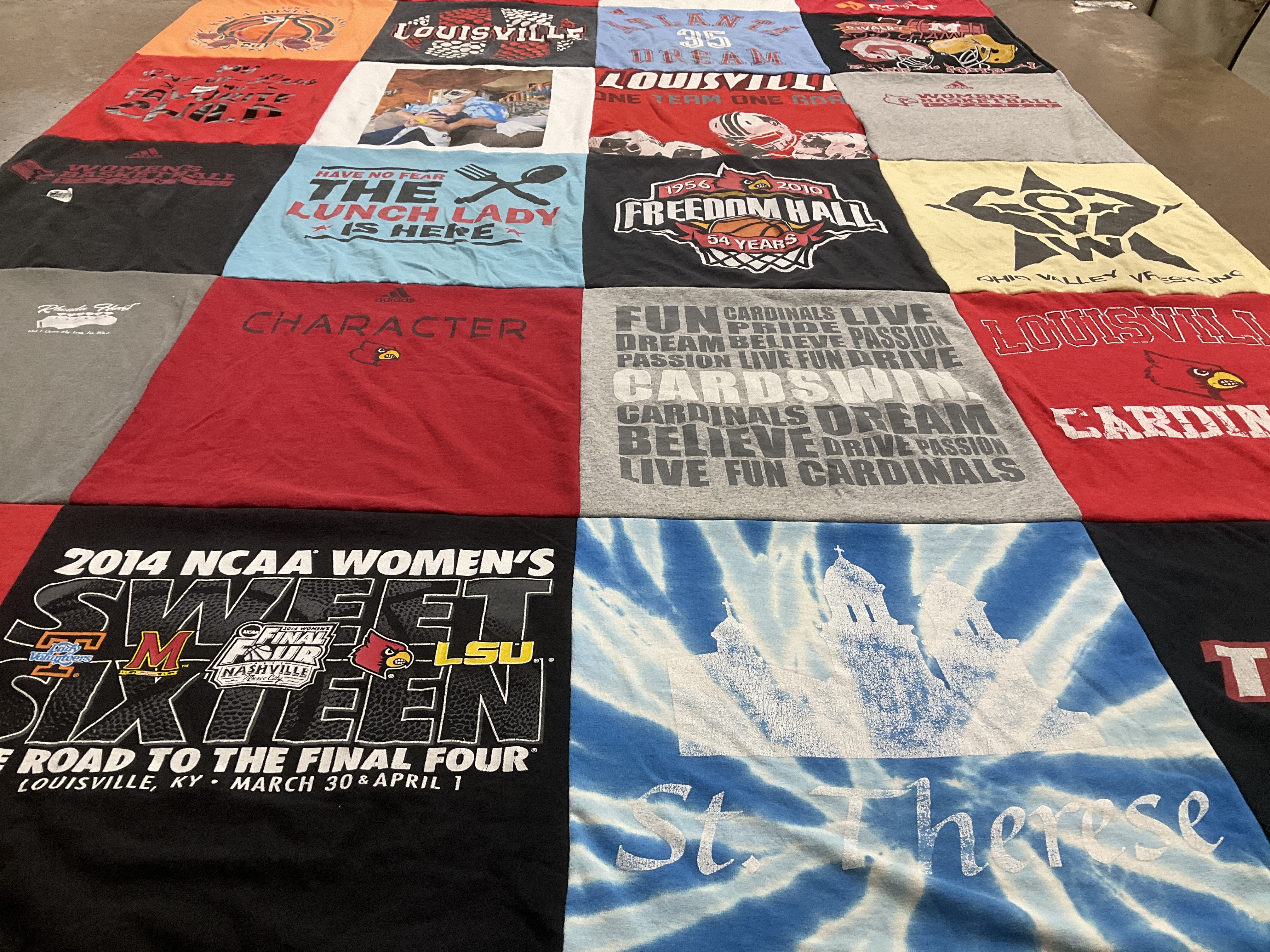 T-shirt quilt featuring university of louisville basketball team by Matthew from KY