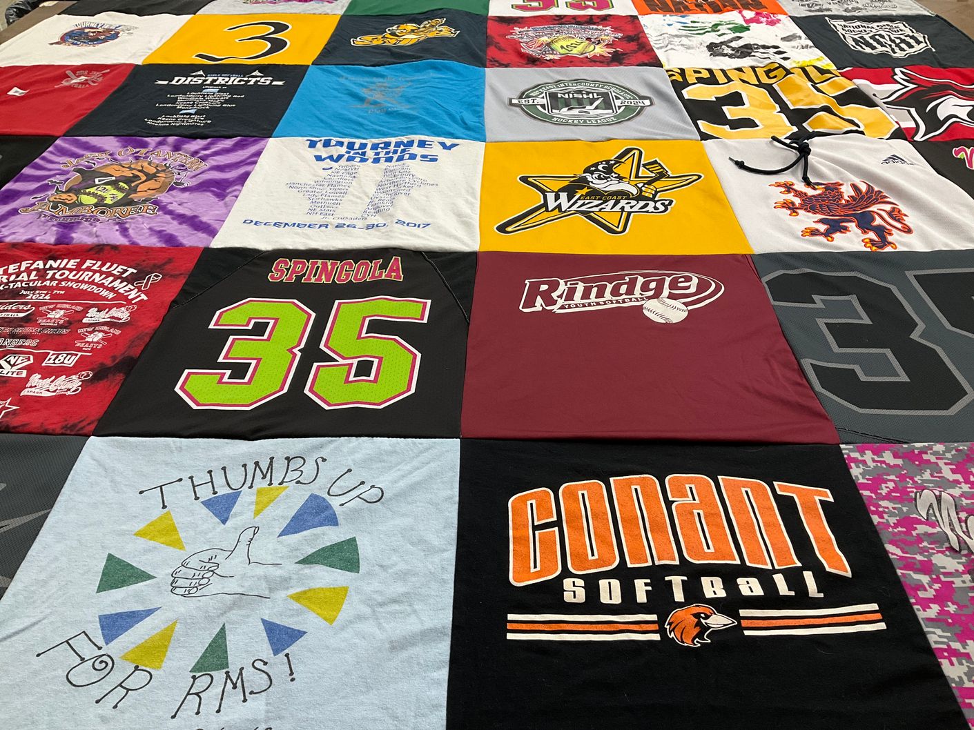 T-shirt quilt featuring wizards, ridge high school by Jennifer from NH
