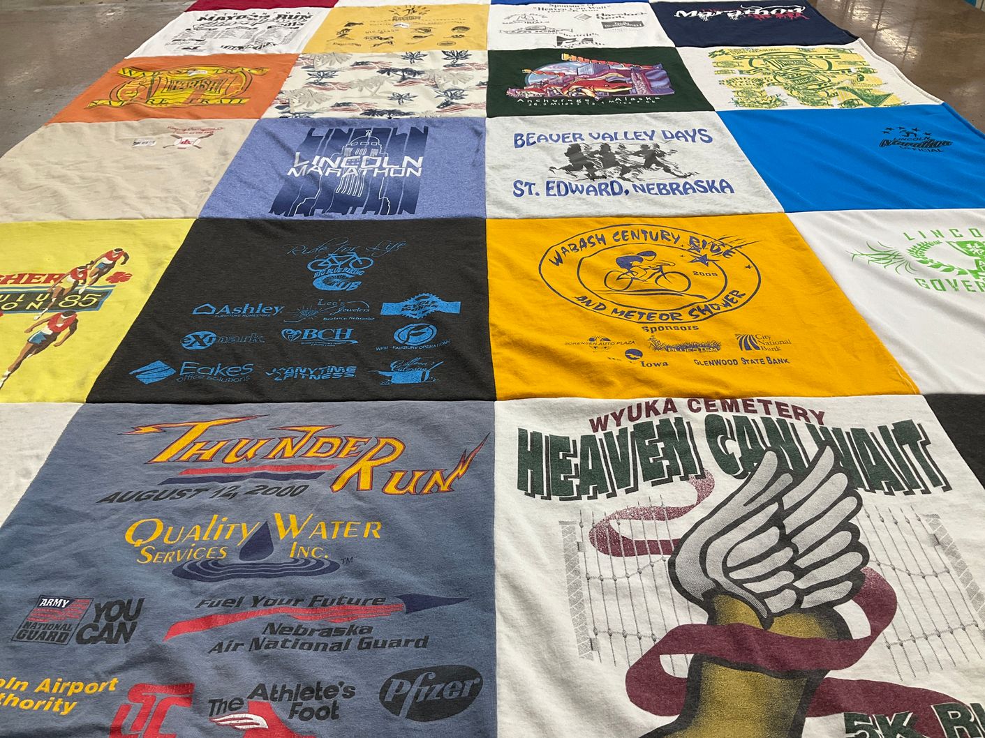 T-shirt quilt featuring lincoln marathon team by Shelley from NE