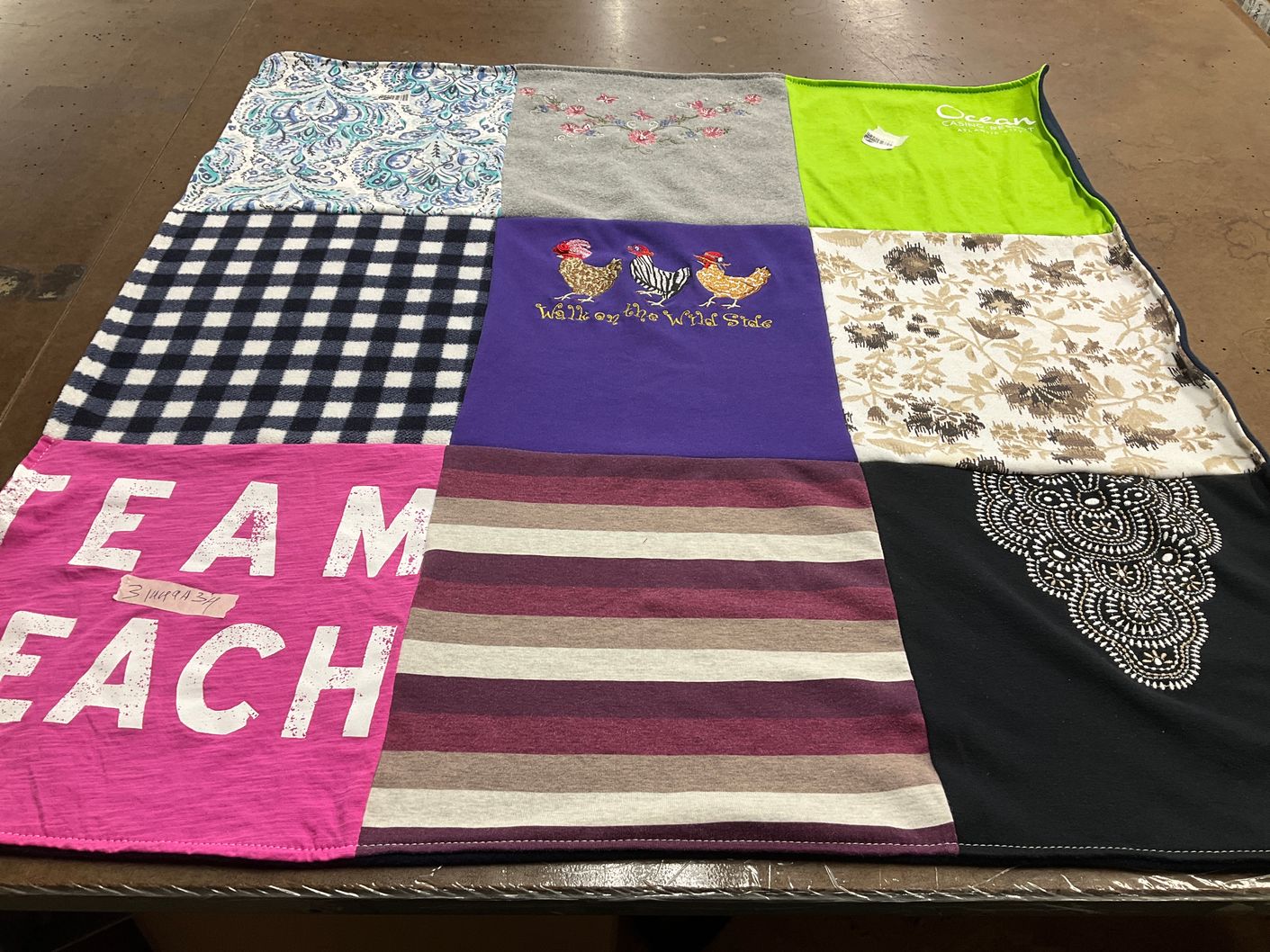 T-shirt quilt with outdoor activities, beach activities themes by Laura from NJ