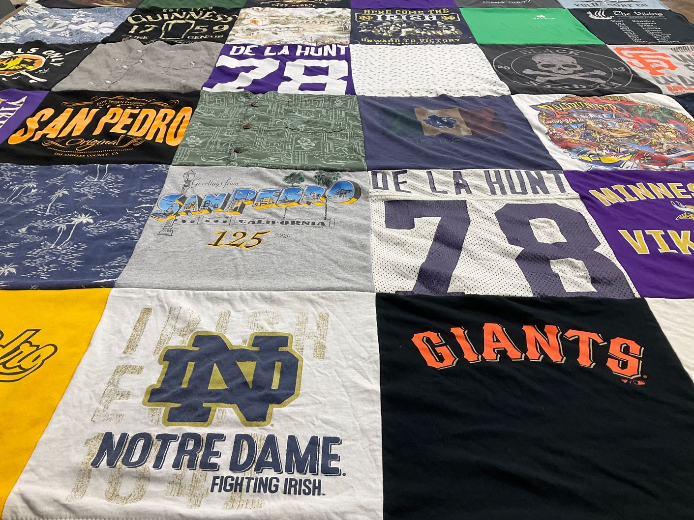 T-shirt quilt featuring minnesota vikings, san francisco giants by Deanna from CA