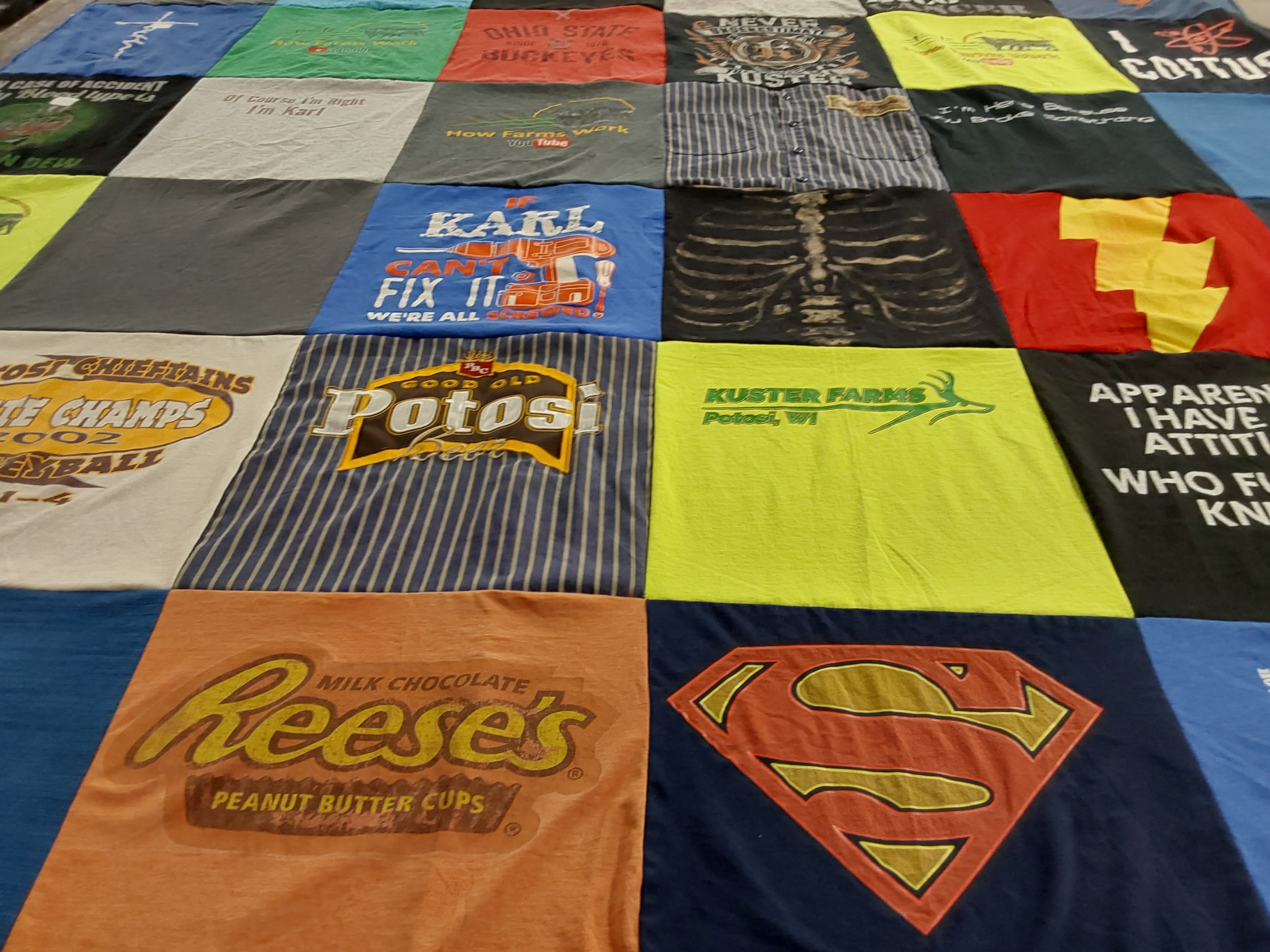 T-shirt quilt featuring ohio state buckeyes by Karl from WI
