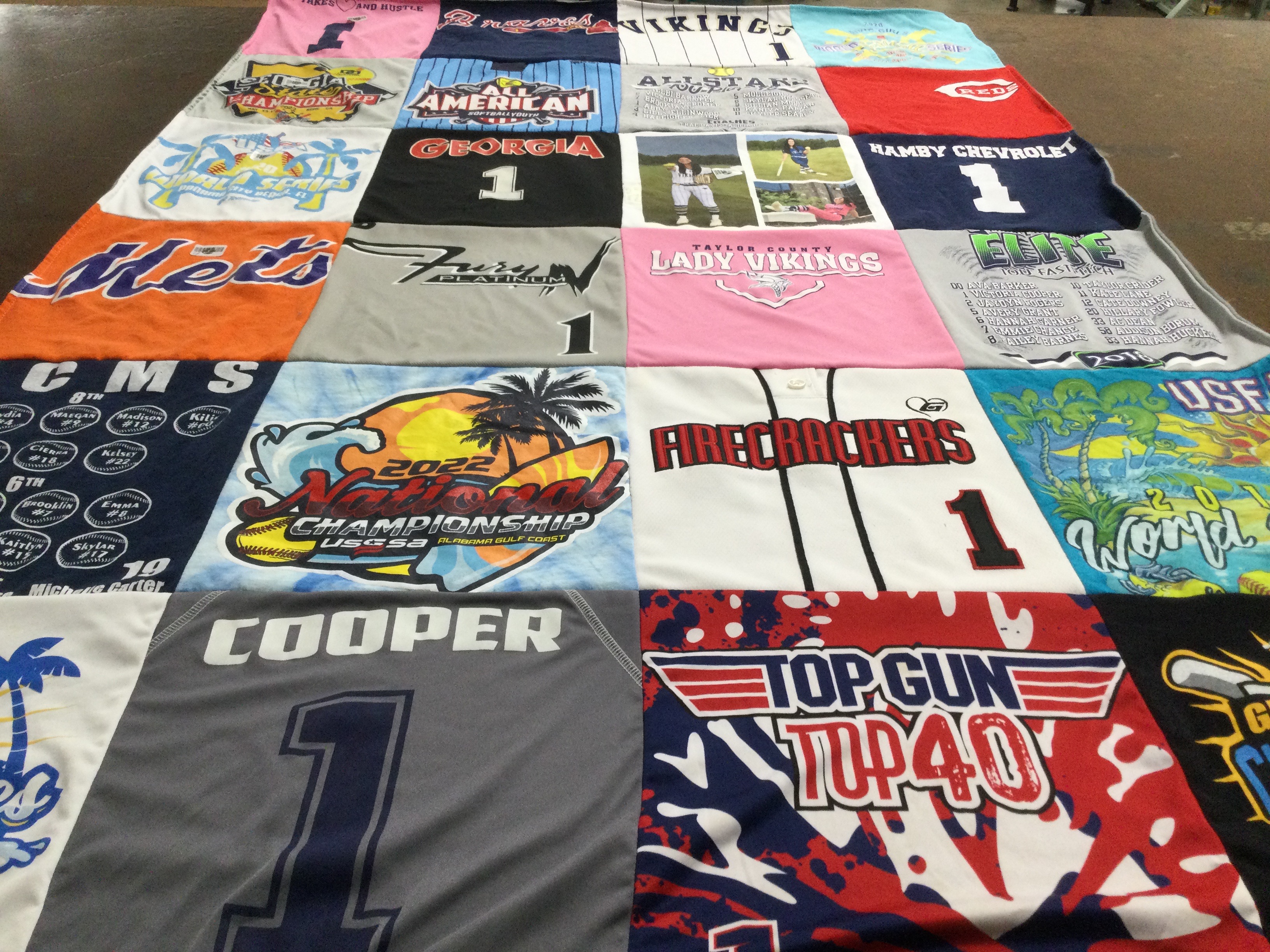T-shirt quilt featuring lady vikings, firecrackers by Kelli from GA