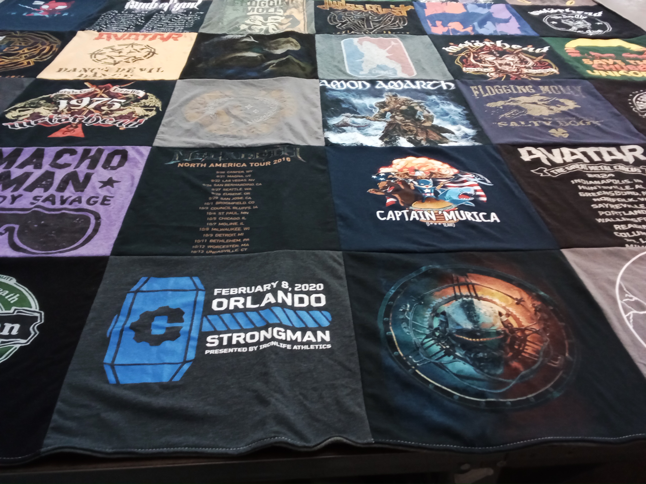 T-shirt quilt with music, sports themes by Keri from FL