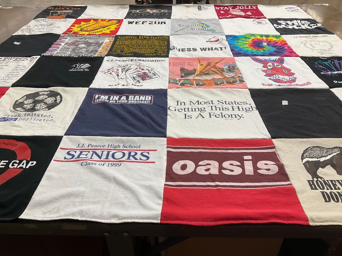 T-shirt quilt from jj pearce high school by Becca from TX