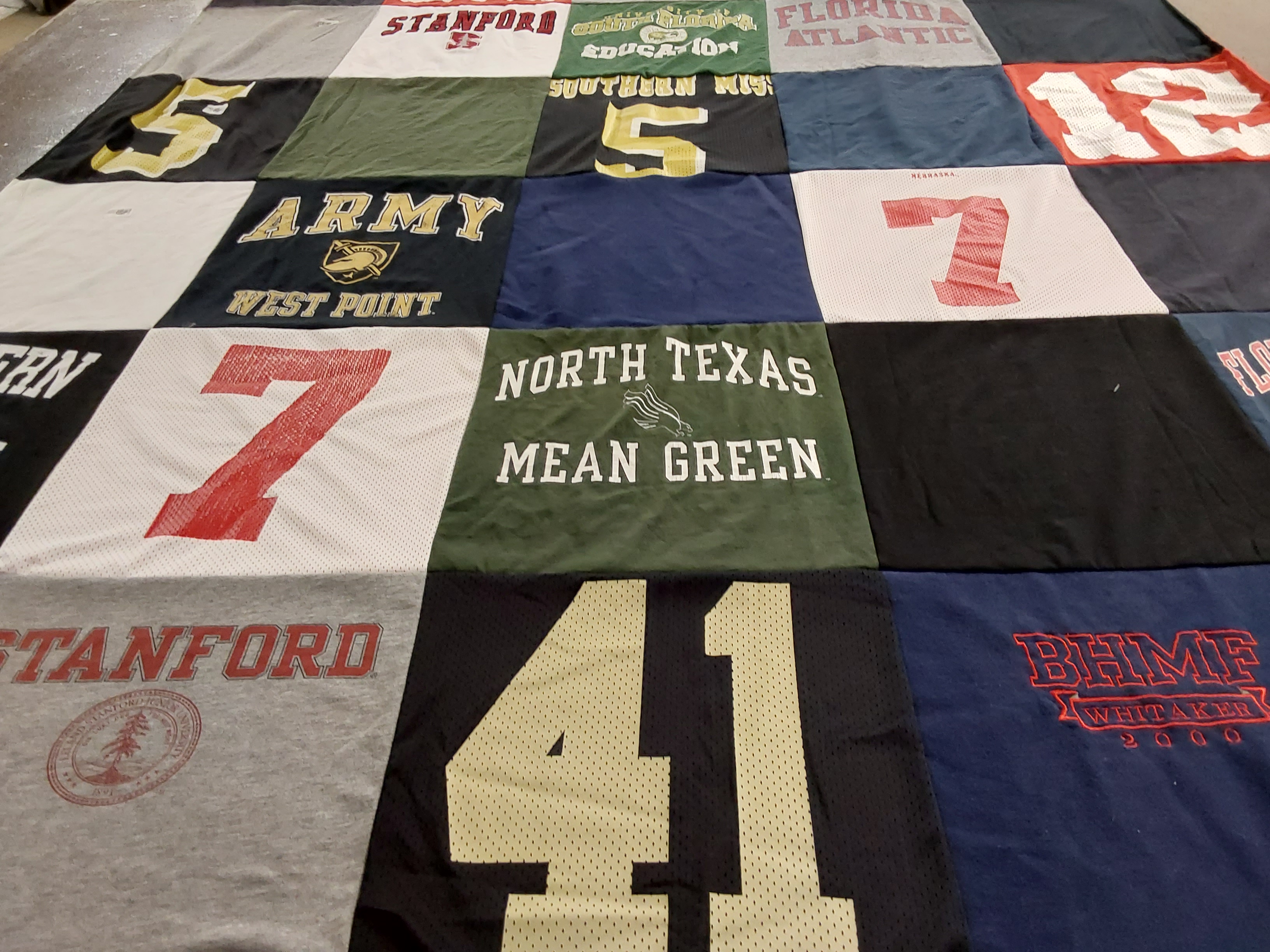 T-shirt quilt from stanford university, university of north texas by Jacqueline from FL