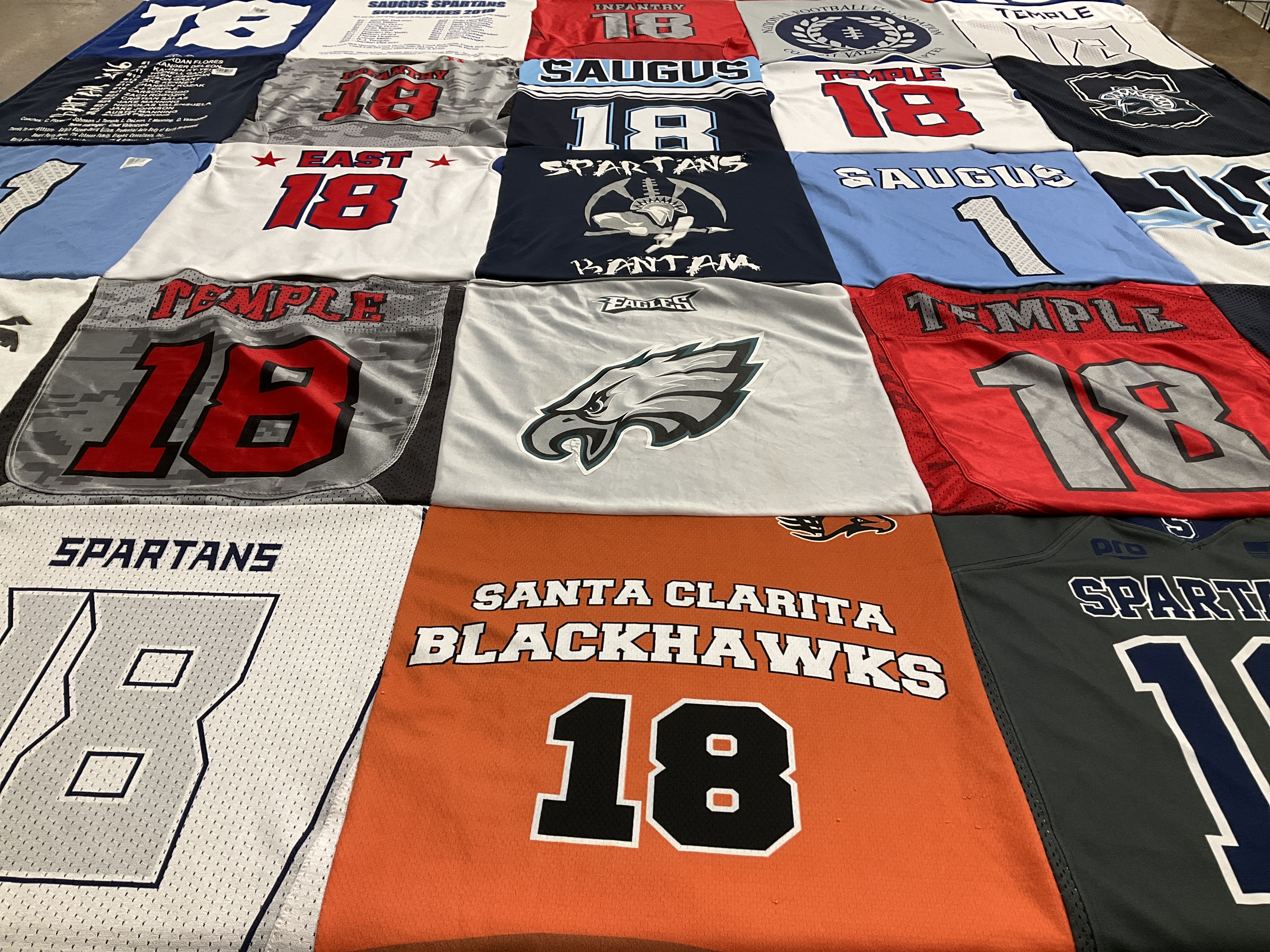 T-shirt quilt featuring saugus spartans, santa clarita blackhawks by Gabrielle from CA