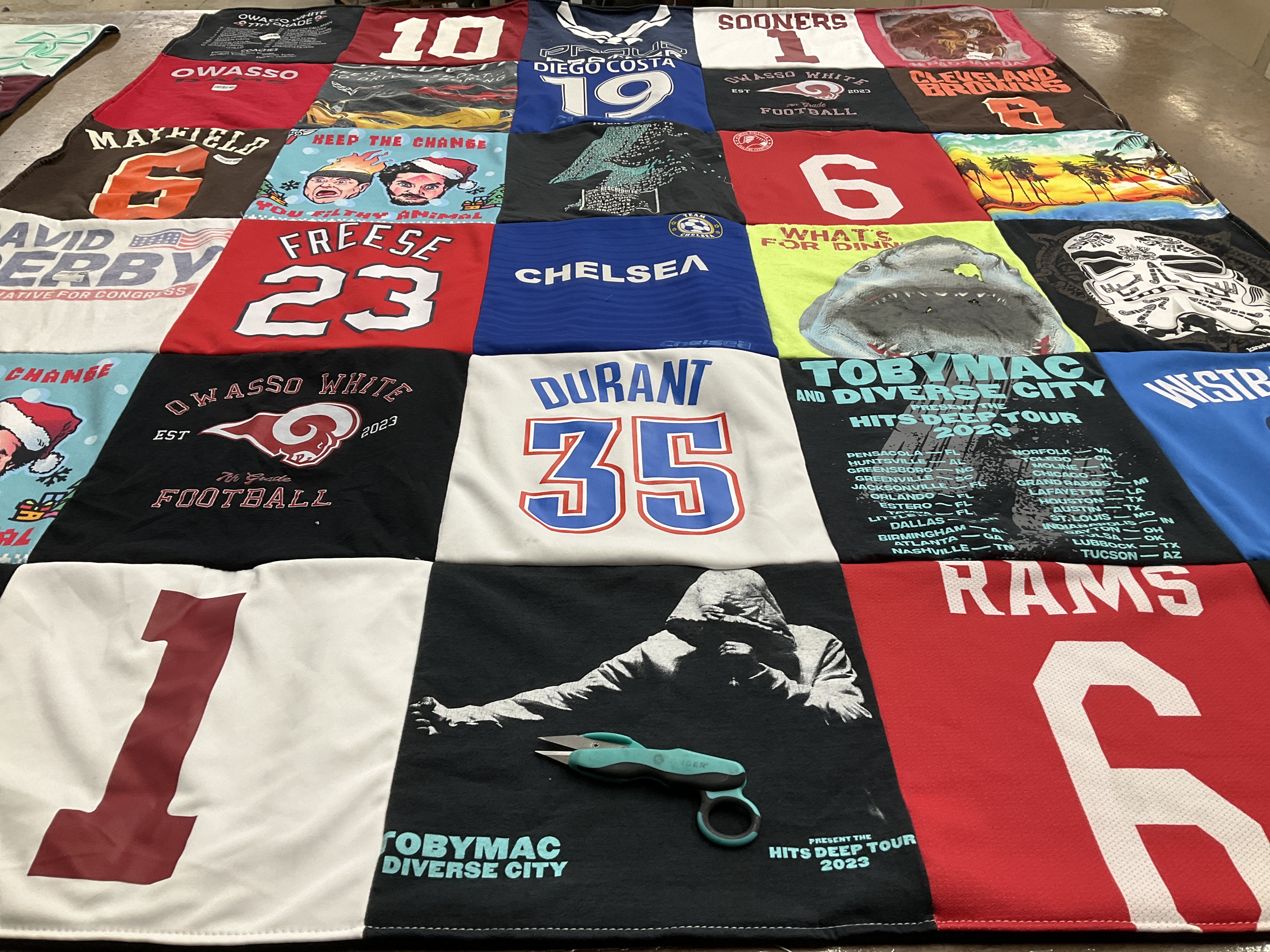 T-shirt quilt featuring rams, cleveland browns by Kim from OK