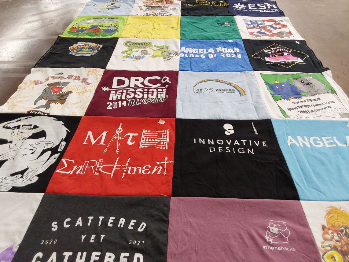 T-shirt quilt from irvington high school by Hui from CA
