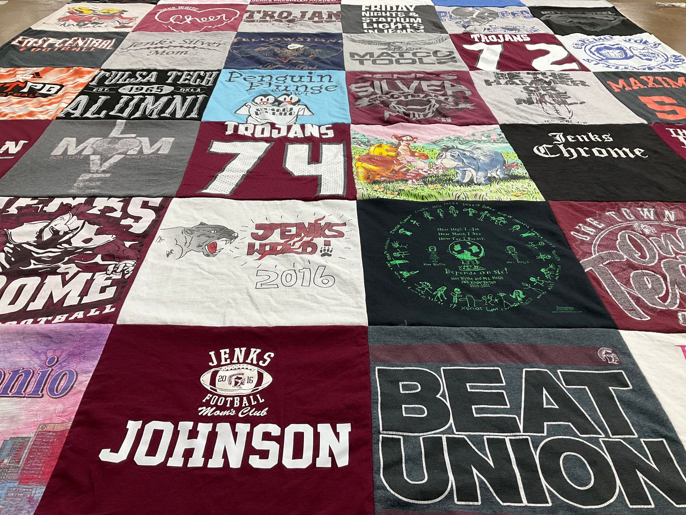 T-shirt quilt featuring jenks trojans football by Jeanne from OK