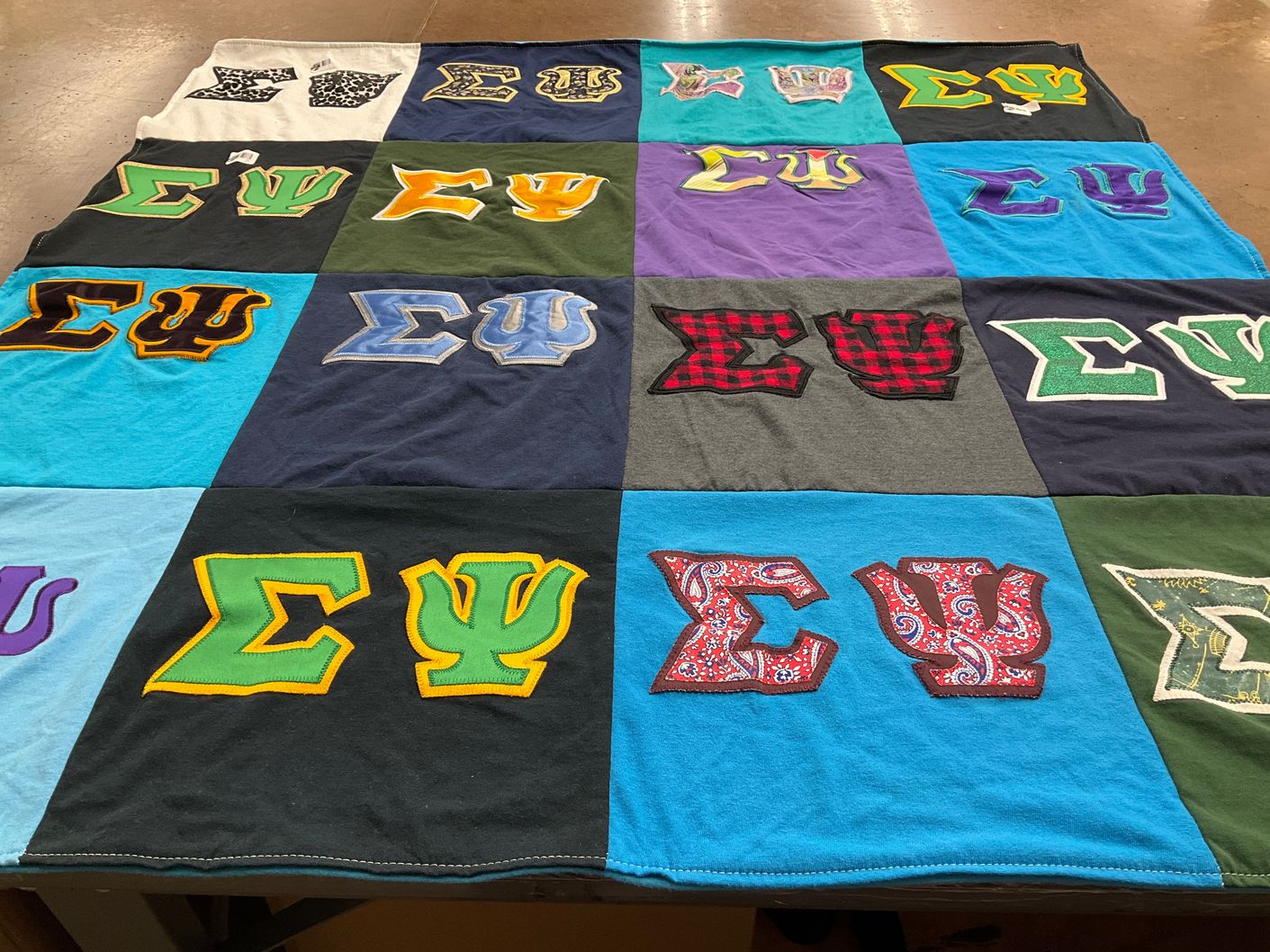 T-shirt quilt with sorority, sisterhood themes by Katherine from OH