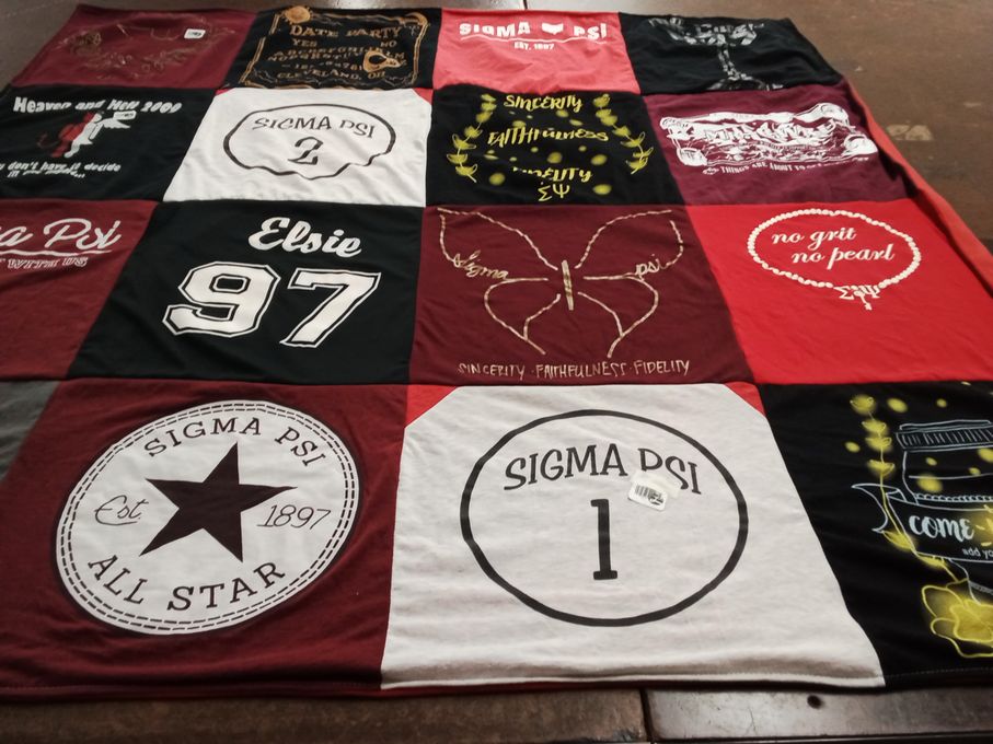 T-shirt quilt with sorority, fraternity themes by Katherine from OH