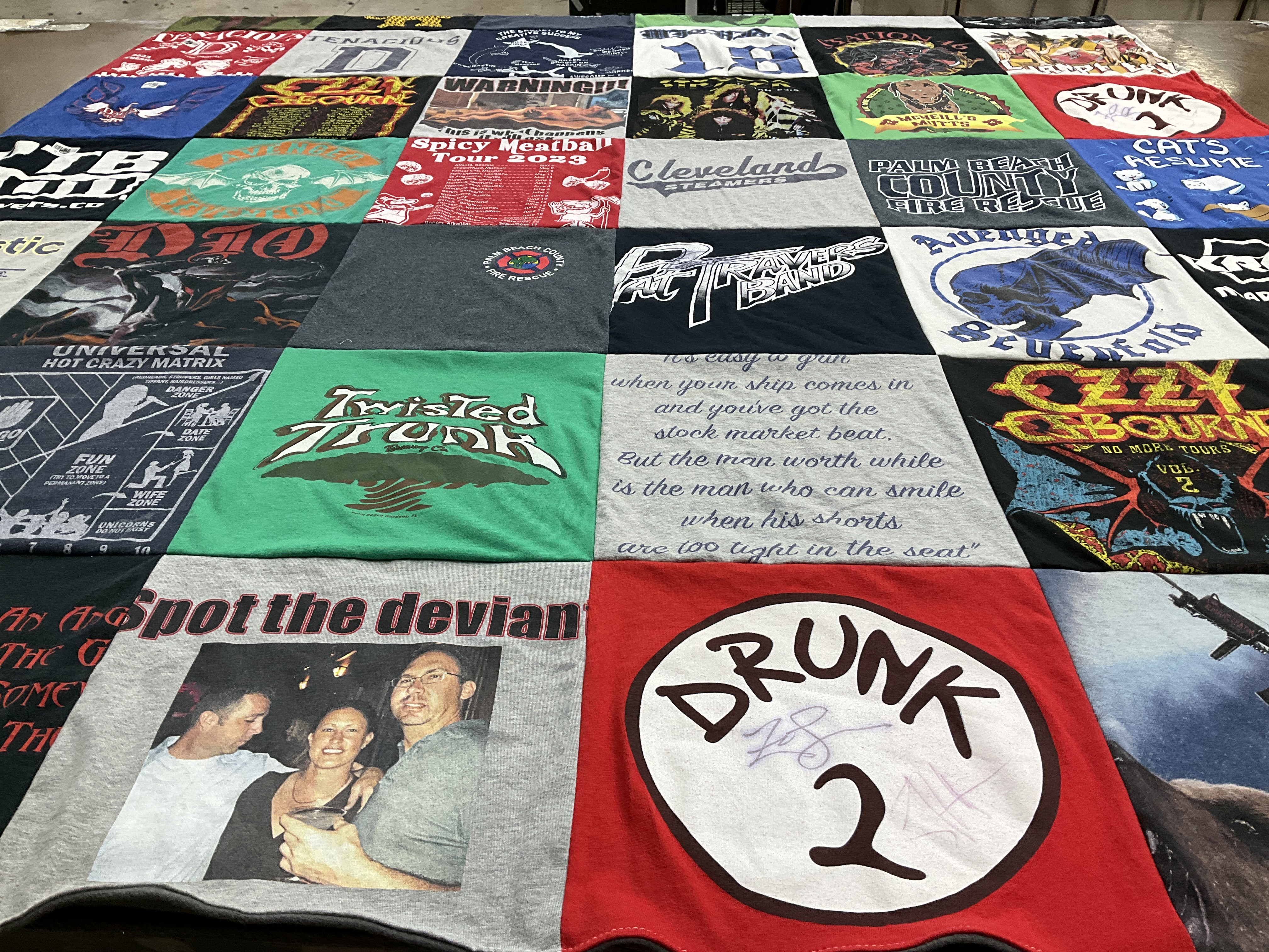 T-shirt quilt with music, festivals themes by David from FL