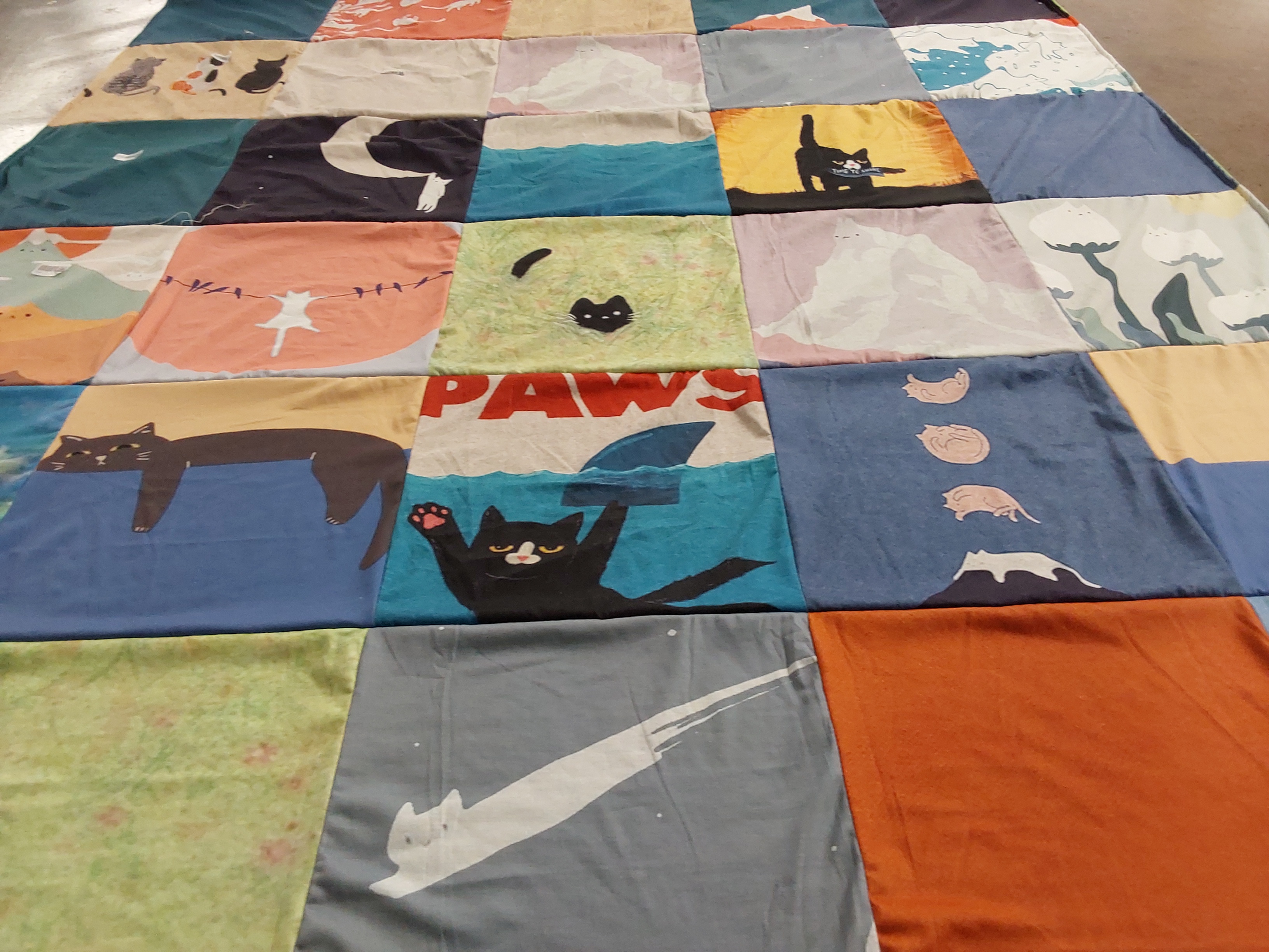 T-shirt quilt with cats, animals themes by Theresa from OR