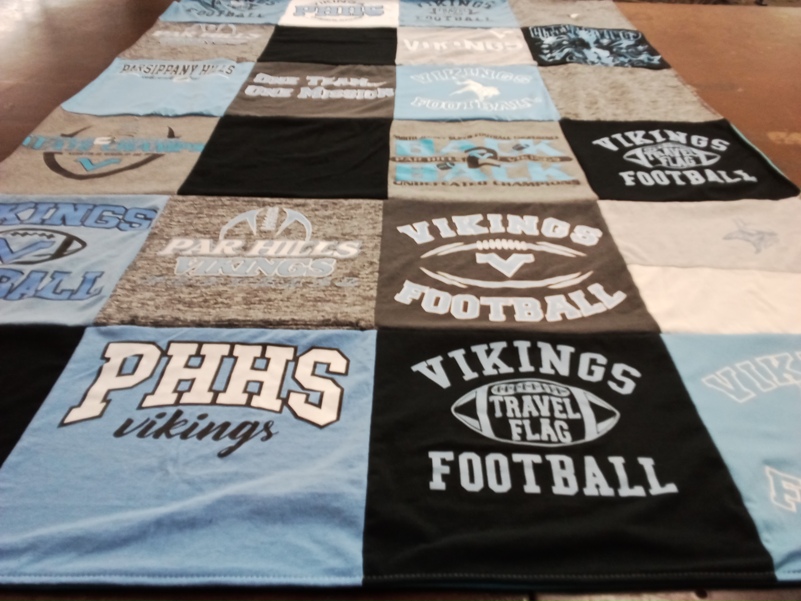 T-shirt quilt featuring paramus high school vikings by Kelly from NJ