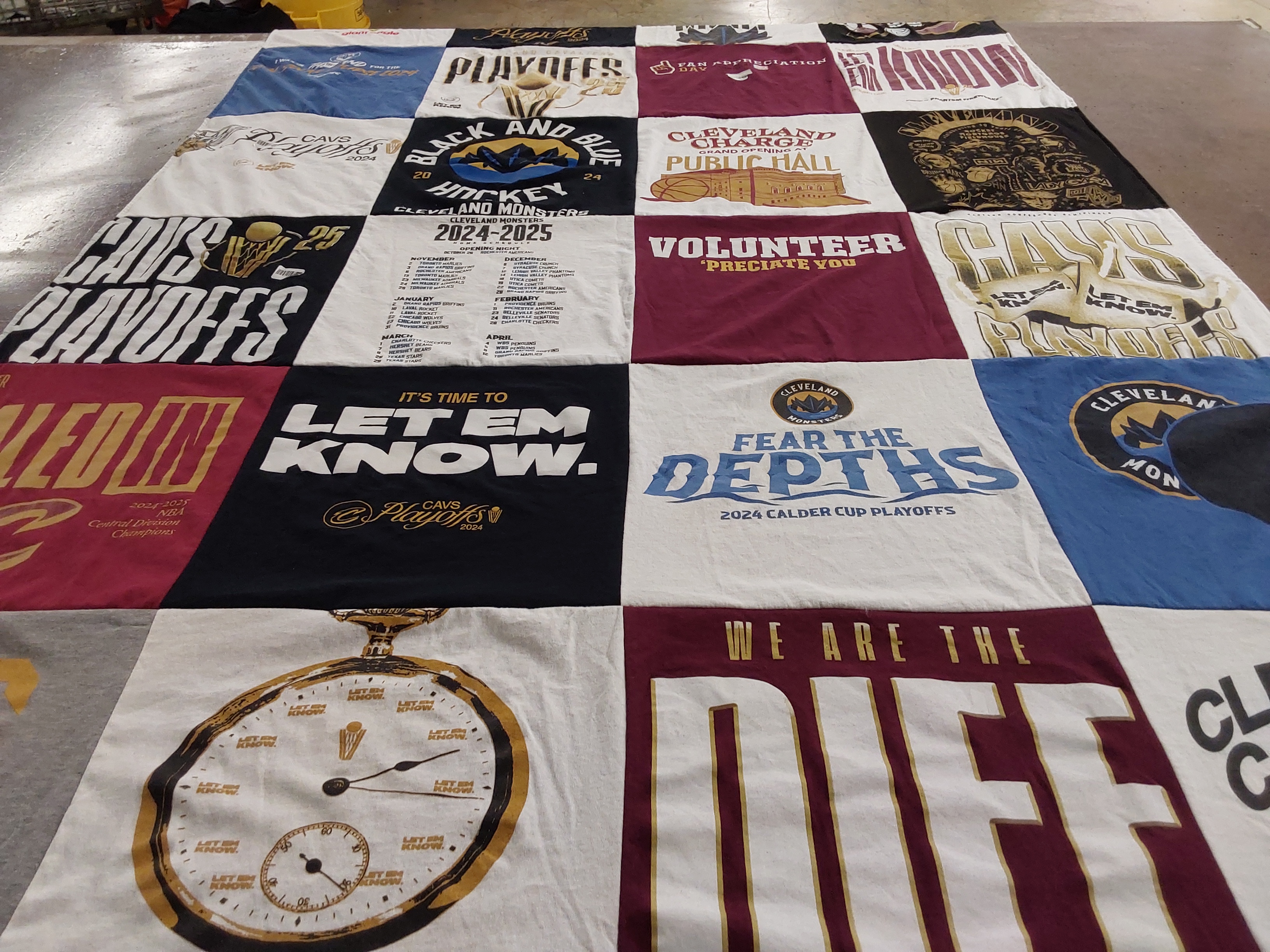T-shirt quilt featuring cleveland monsters, cleveland cavaliers by Daijha from OH