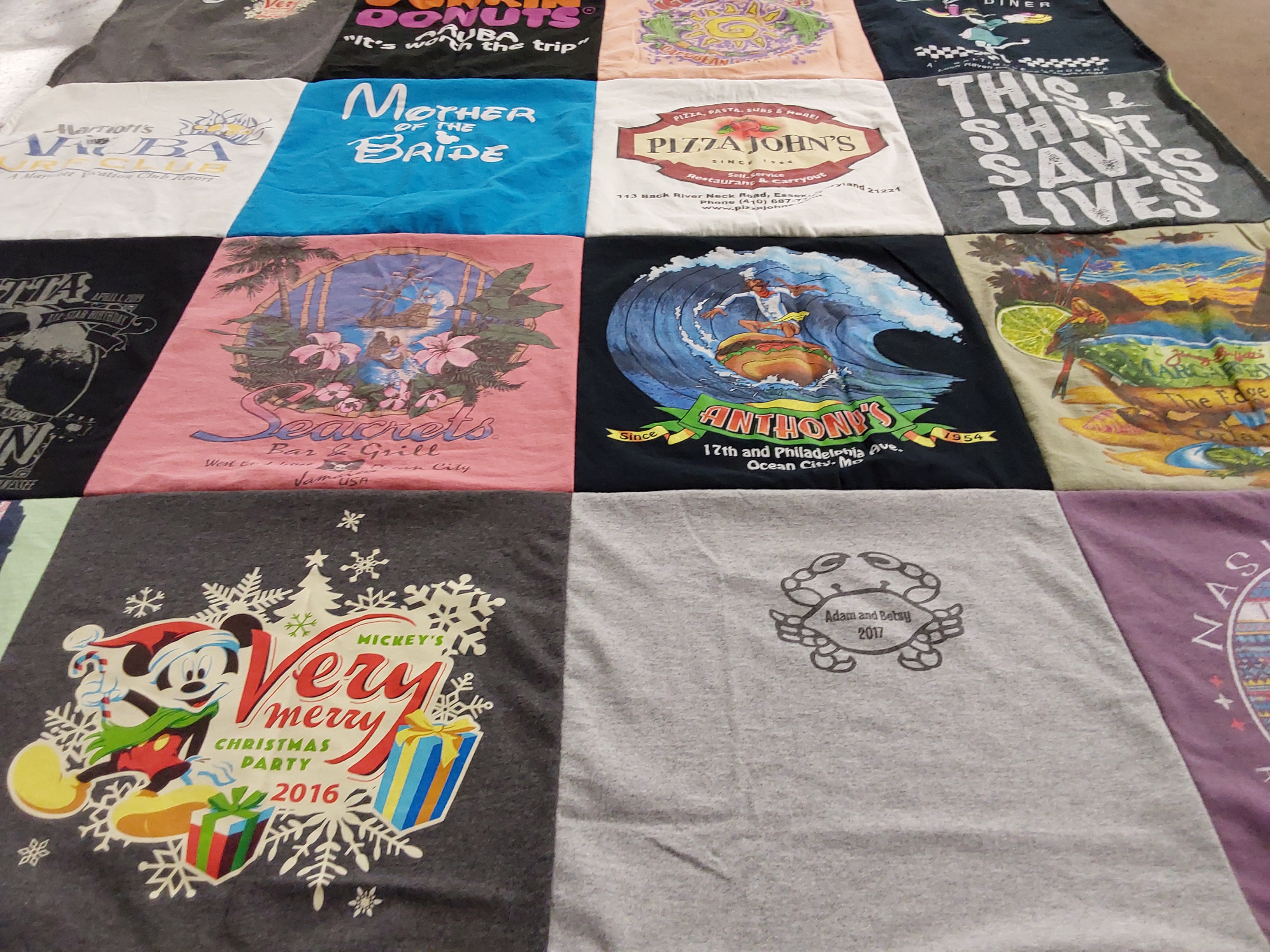 T-shirt quilt with cooking, parties themes by Patricia from MD