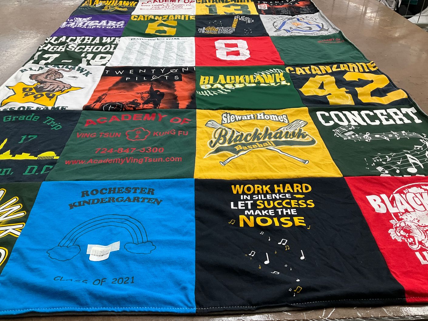 T-shirt quilt featuring blackhawk baseball by Jacqulyn from PA