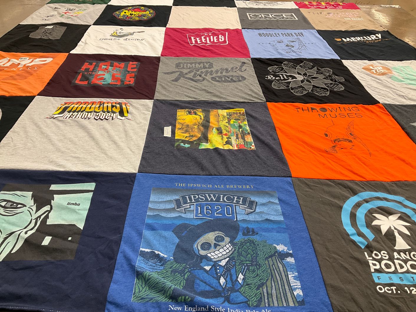 T-shirt quilt with music, podcasts themes by Barry from MA