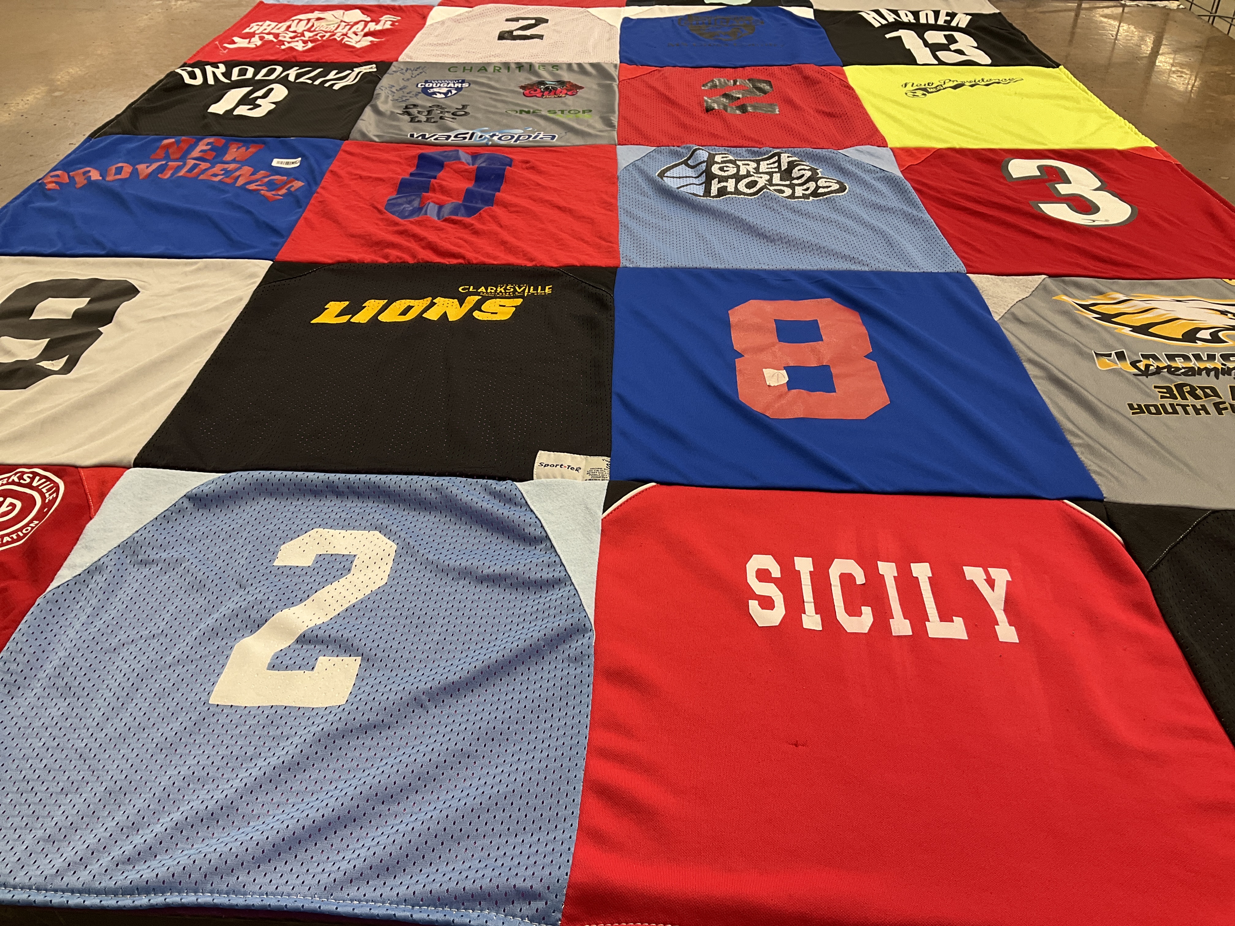 T-shirt quilt with basketball, sports themes by Shaston from TN