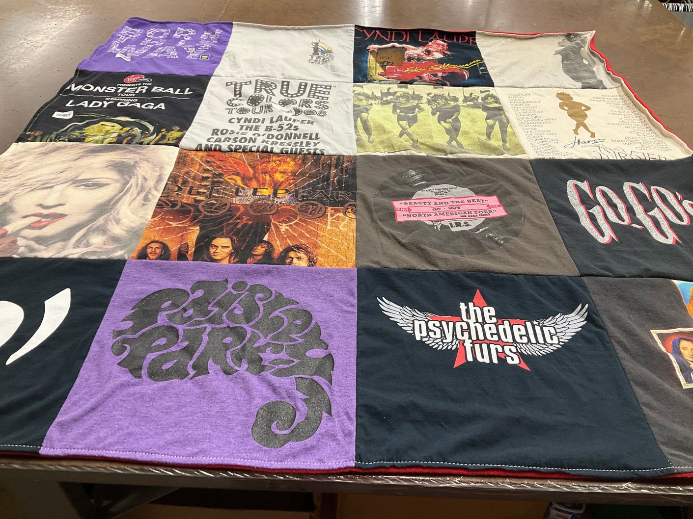 T-shirt quilt with music, concerts themes by Doug from TX