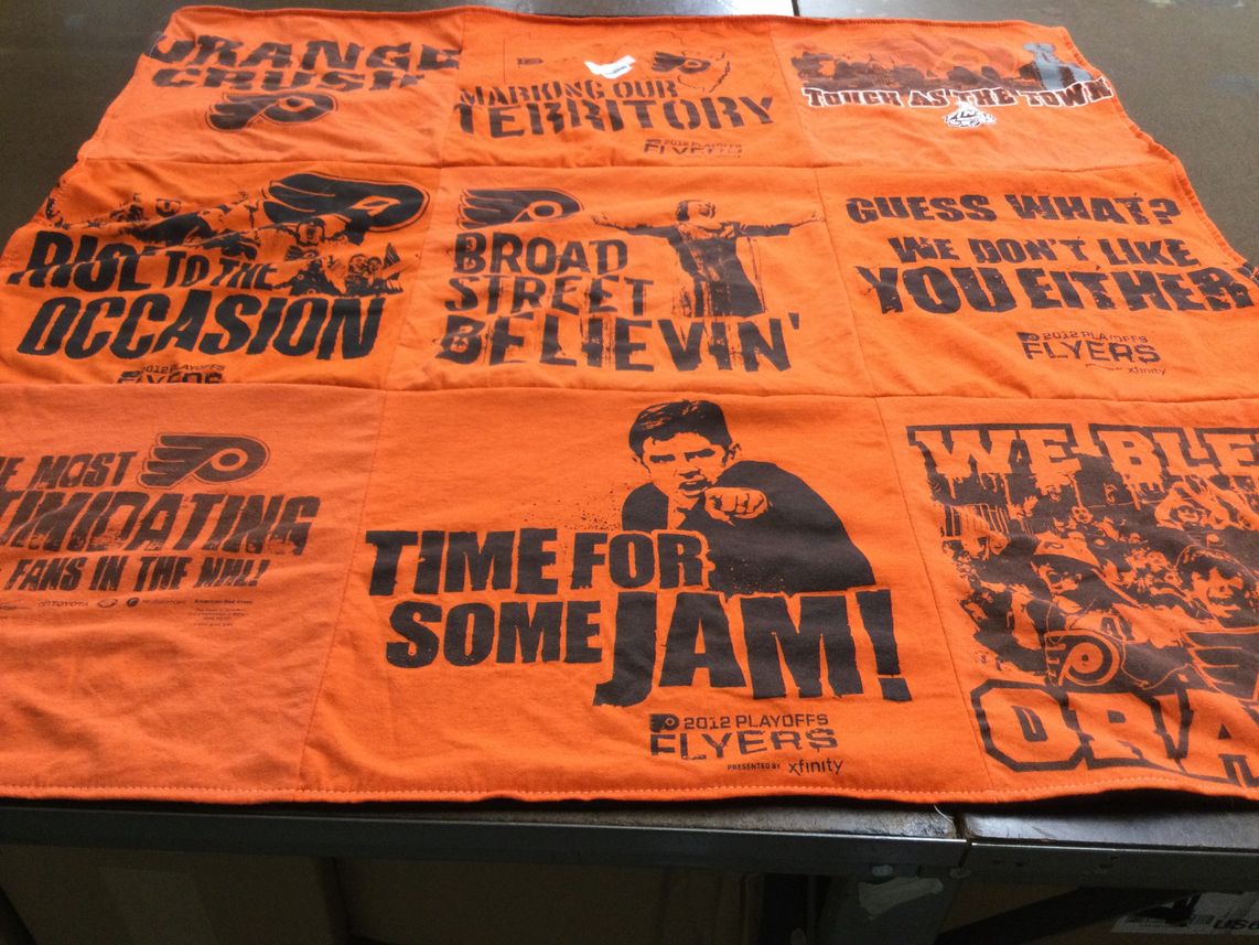 T-shirt quilt featuring philadelphia flyers by WALTER from PA