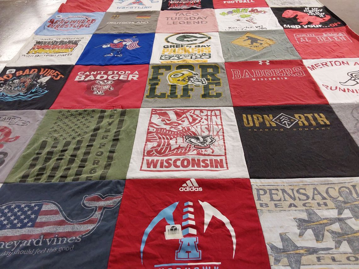 T-shirt quilt featuring university of wisconsin badgers by Deborah  from WI