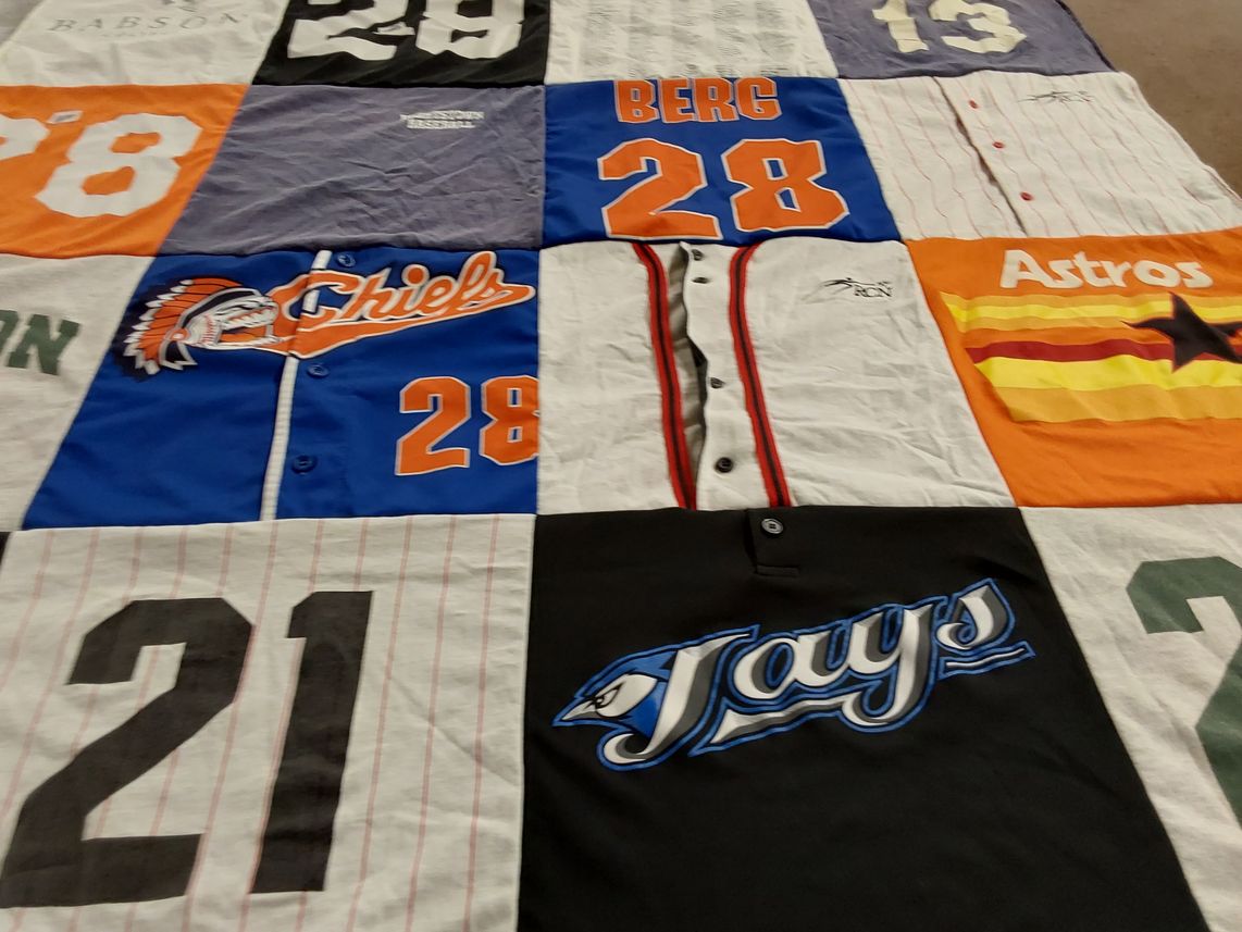 T-shirt quilt featuring toronto blue jays, houston astros by Ilene from NJ
