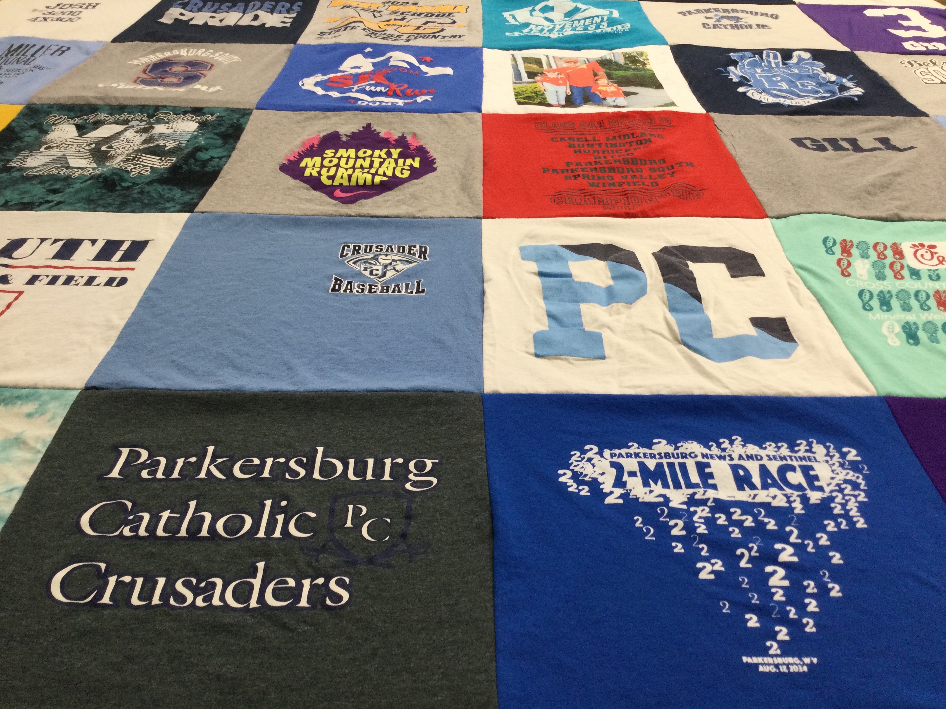 T-shirt quilt featuring parkersburg catholic high school, crusaders by Amber from WV