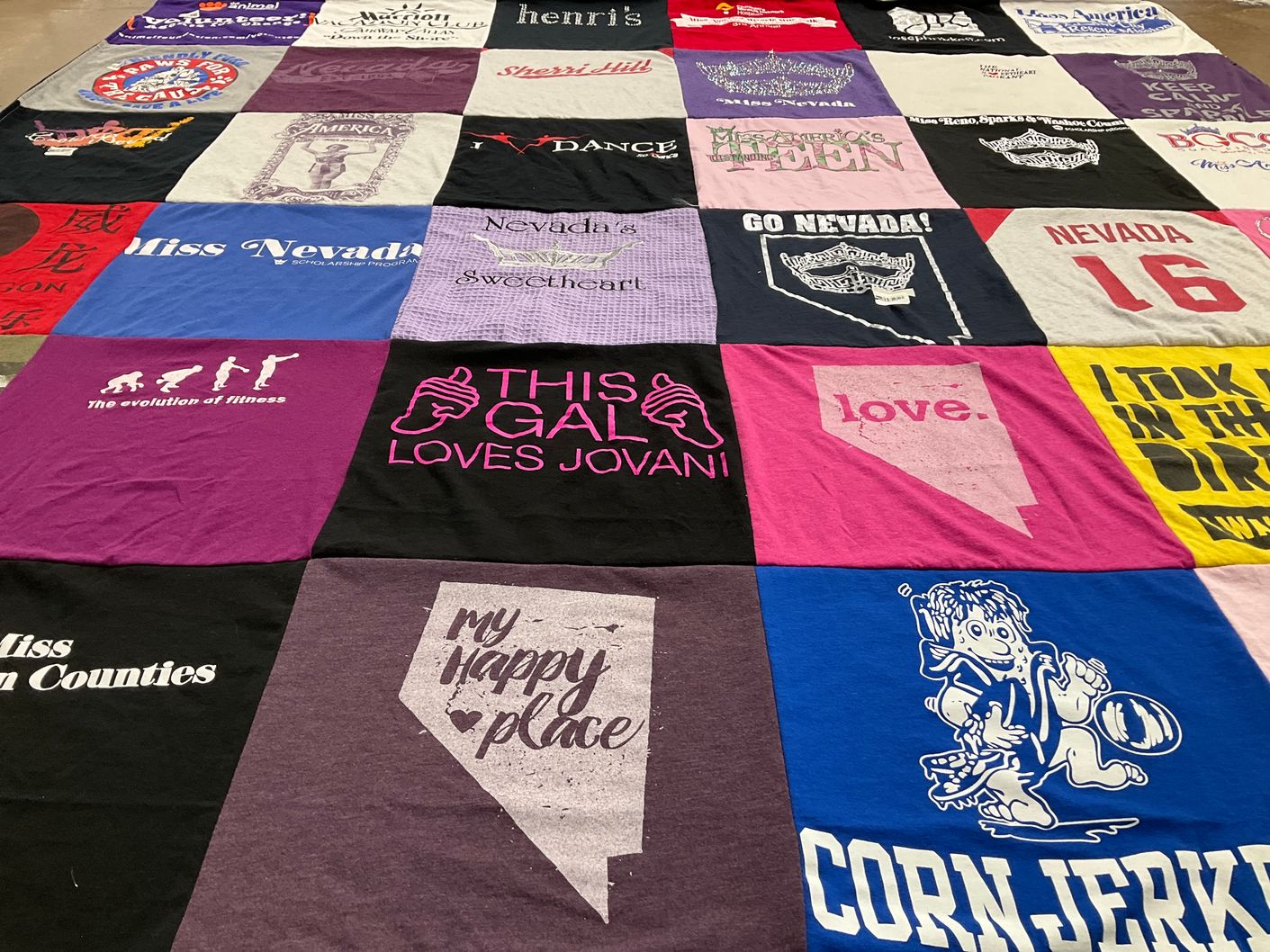 T-shirt quilt with fitness, pageantry themes by Bailey from NV