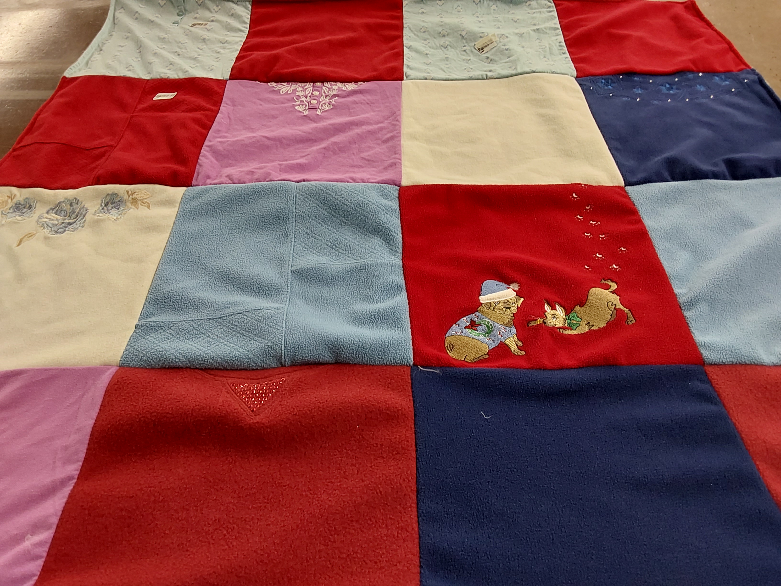T-shirt quilt with animals, pets themes by Melissa from WV