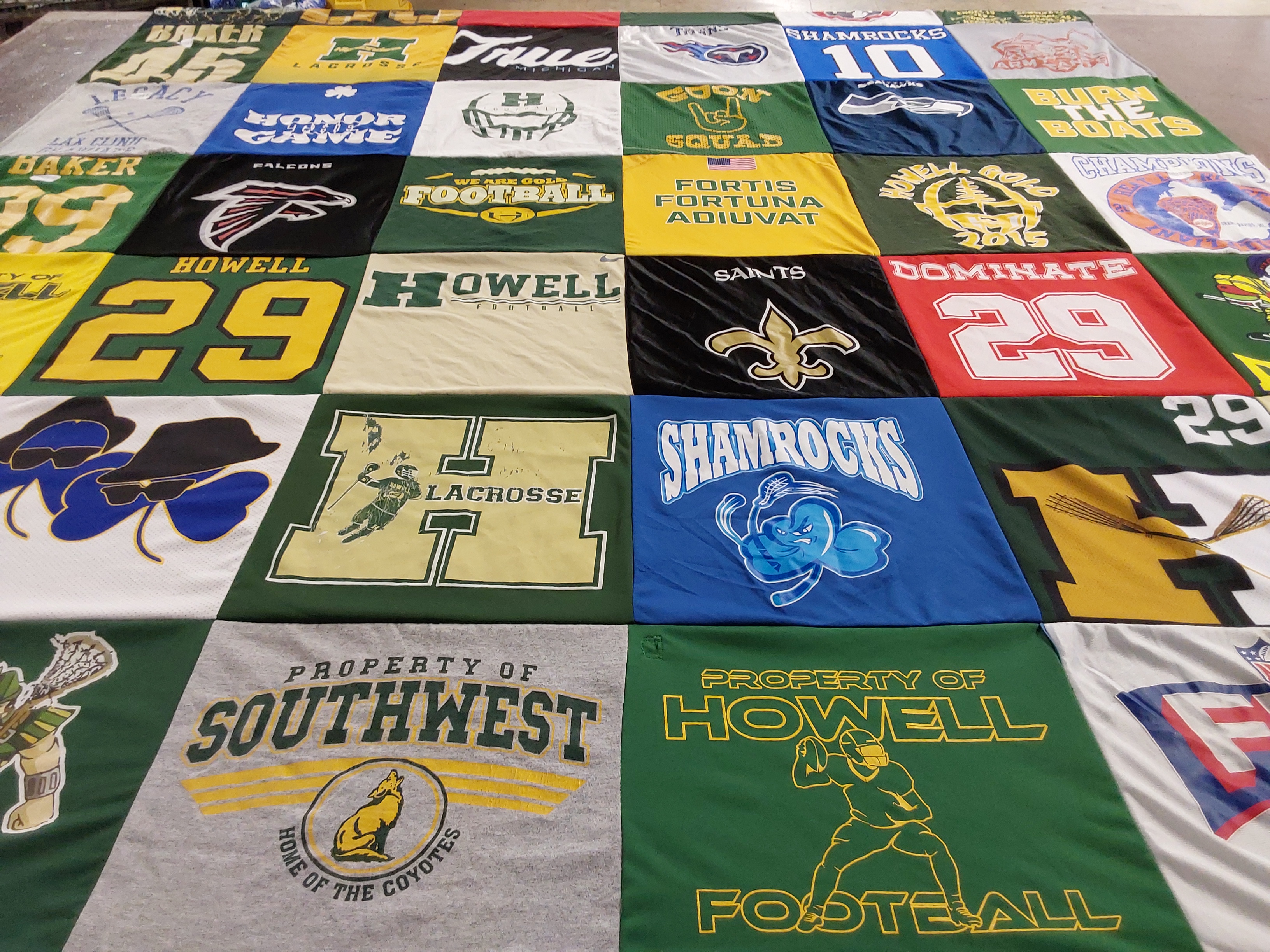 T-shirt quilt featuring howell football team, southwest coyote team by Constance from MI