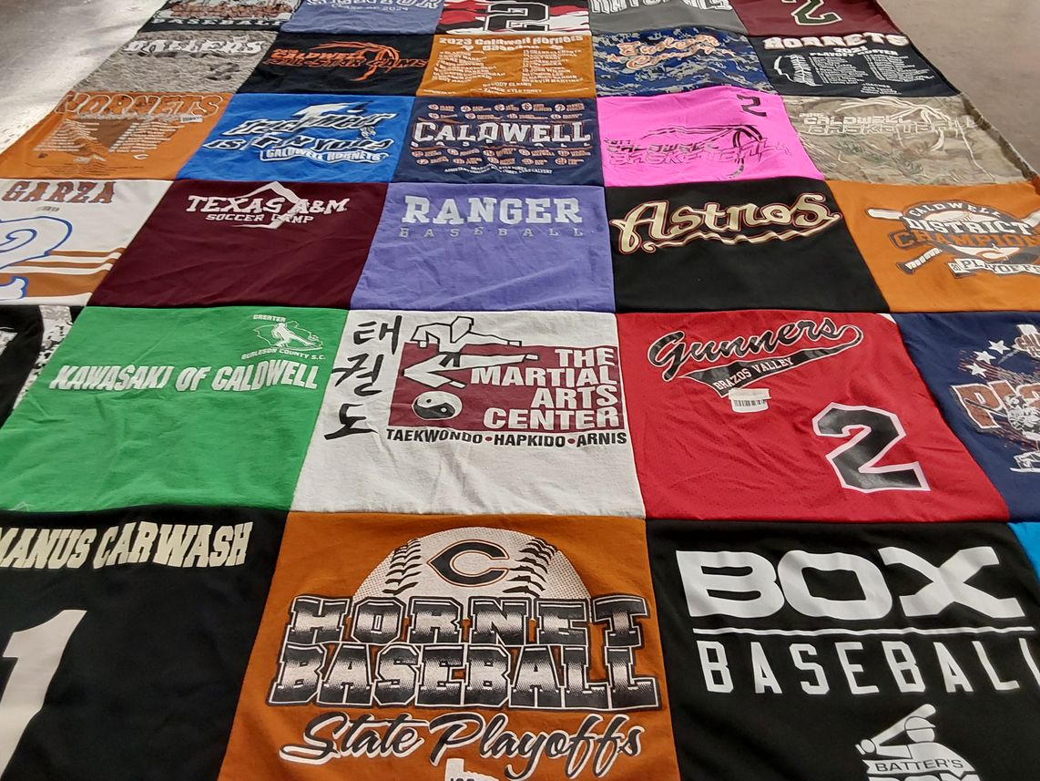 T-shirt quilt featuring caldwell hornets, brazos valley gunners by Britney from TX