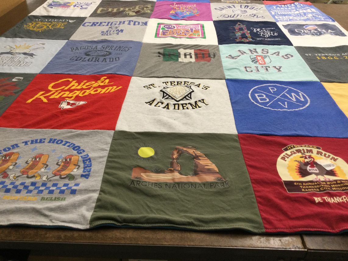 T-shirt quilt featuring kansas city chiefs by Mary Chris from KS