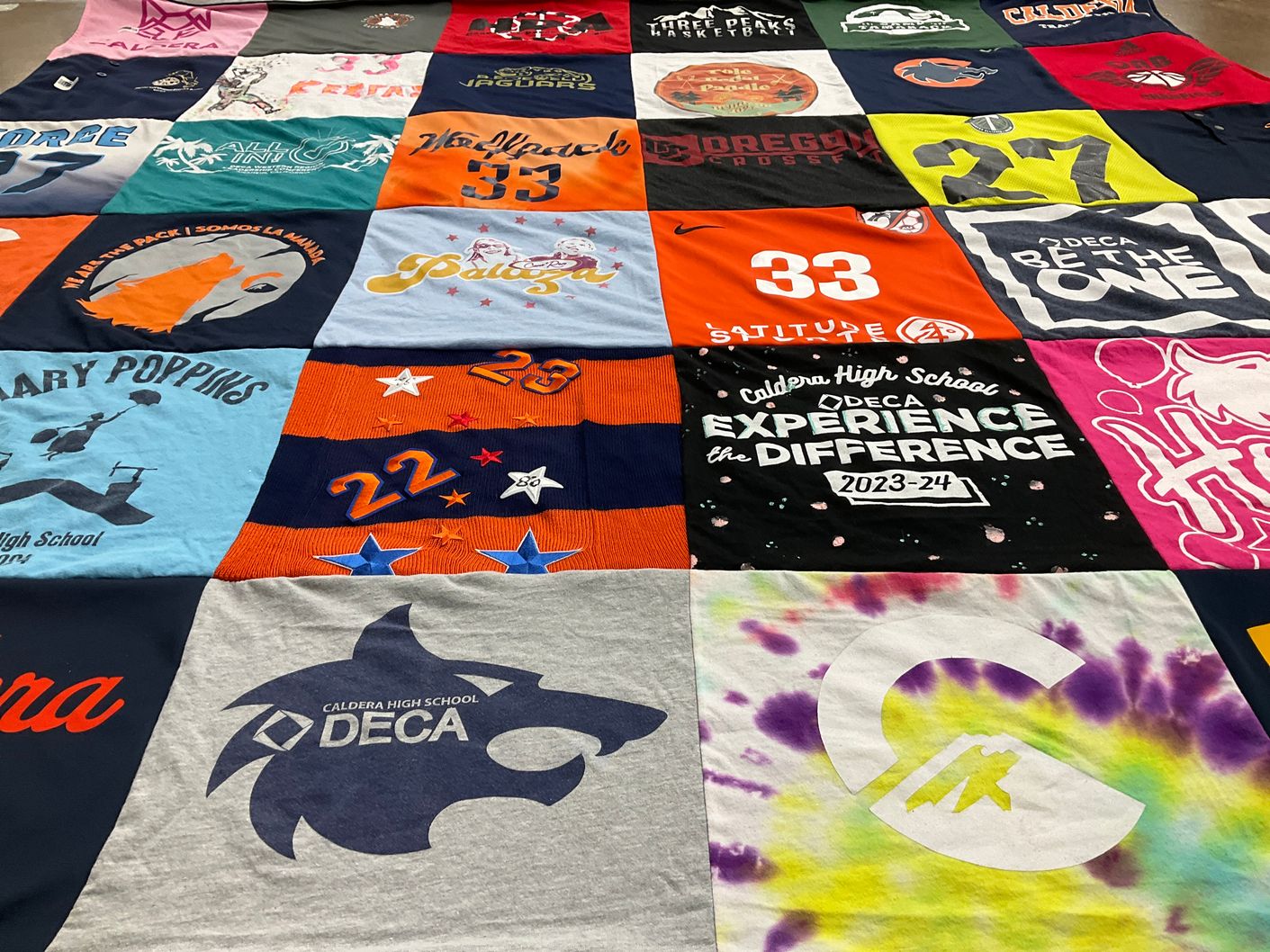 T-shirt quilt from caldera high school by Pam from OR